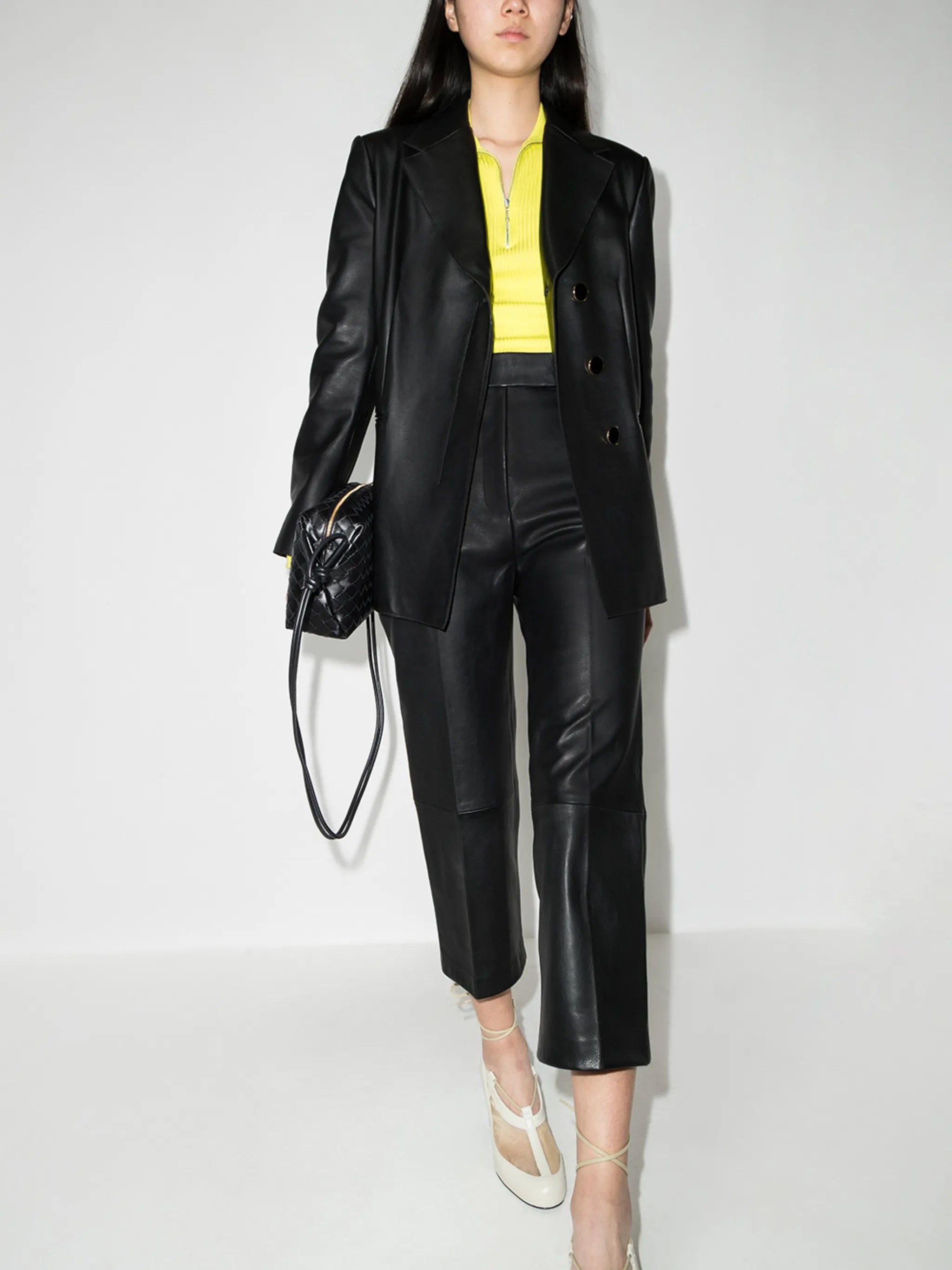 Melie cropped leather trousers