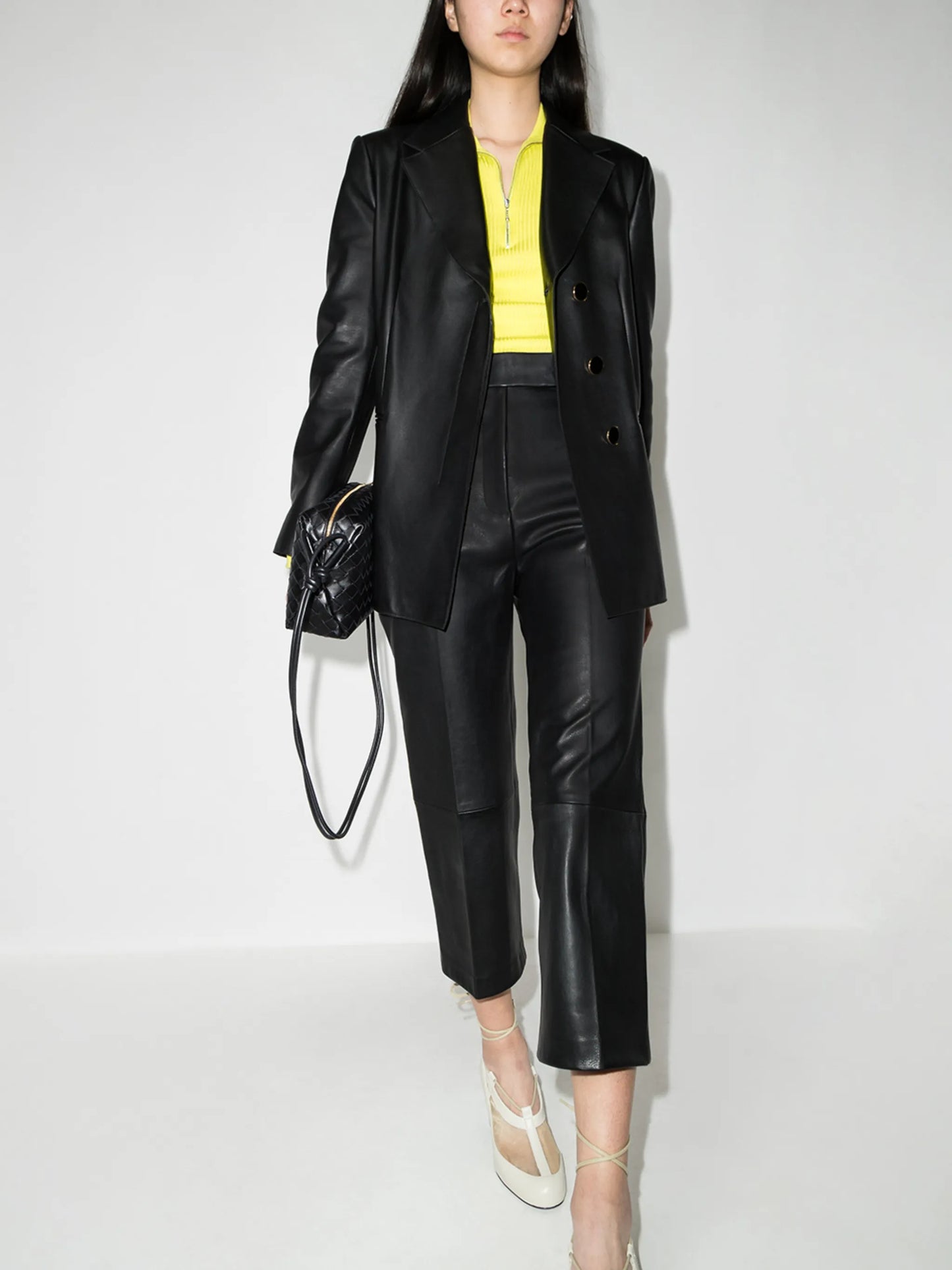 Melie cropped leather trousers