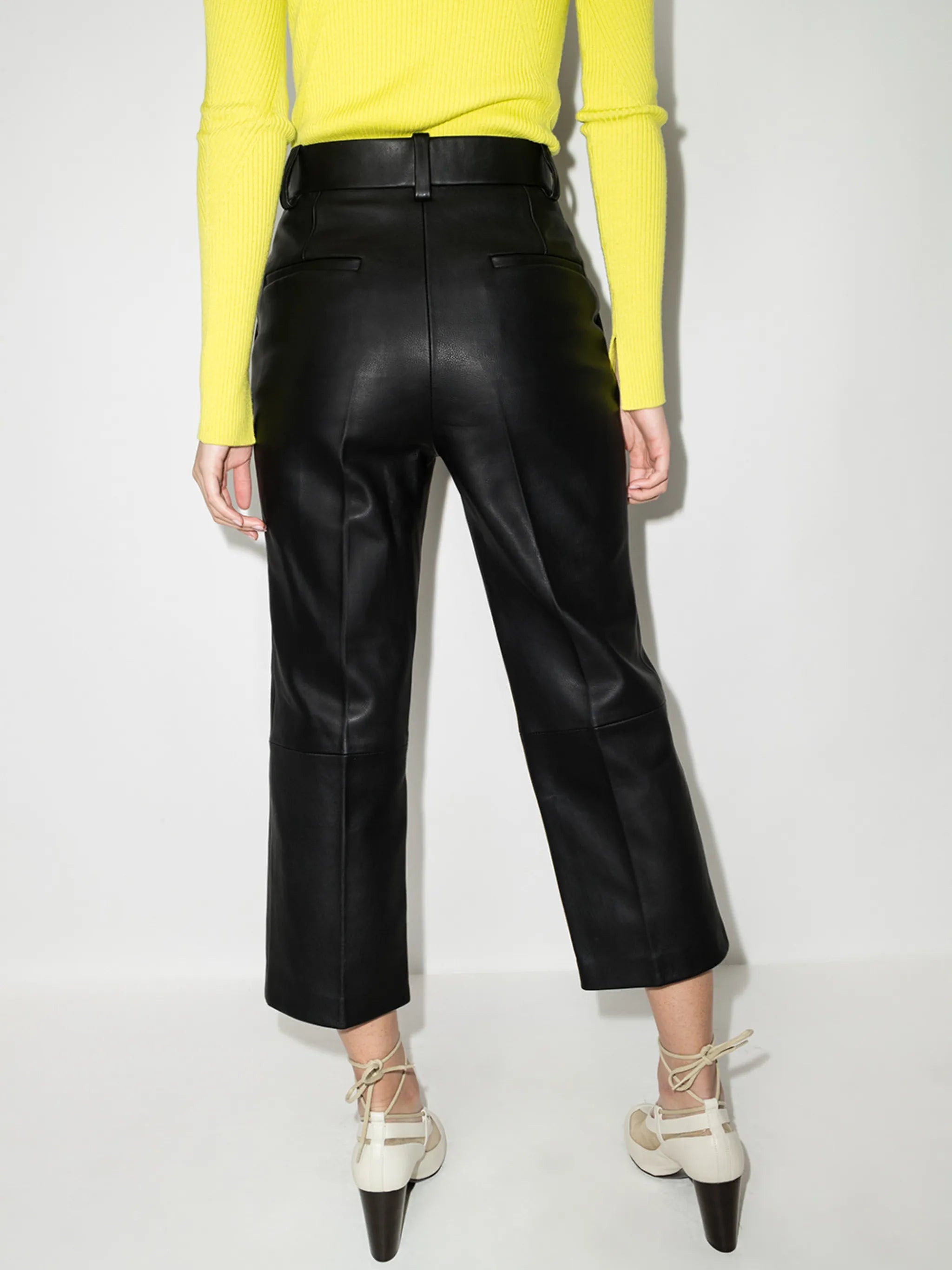 Melie cropped leather trousers