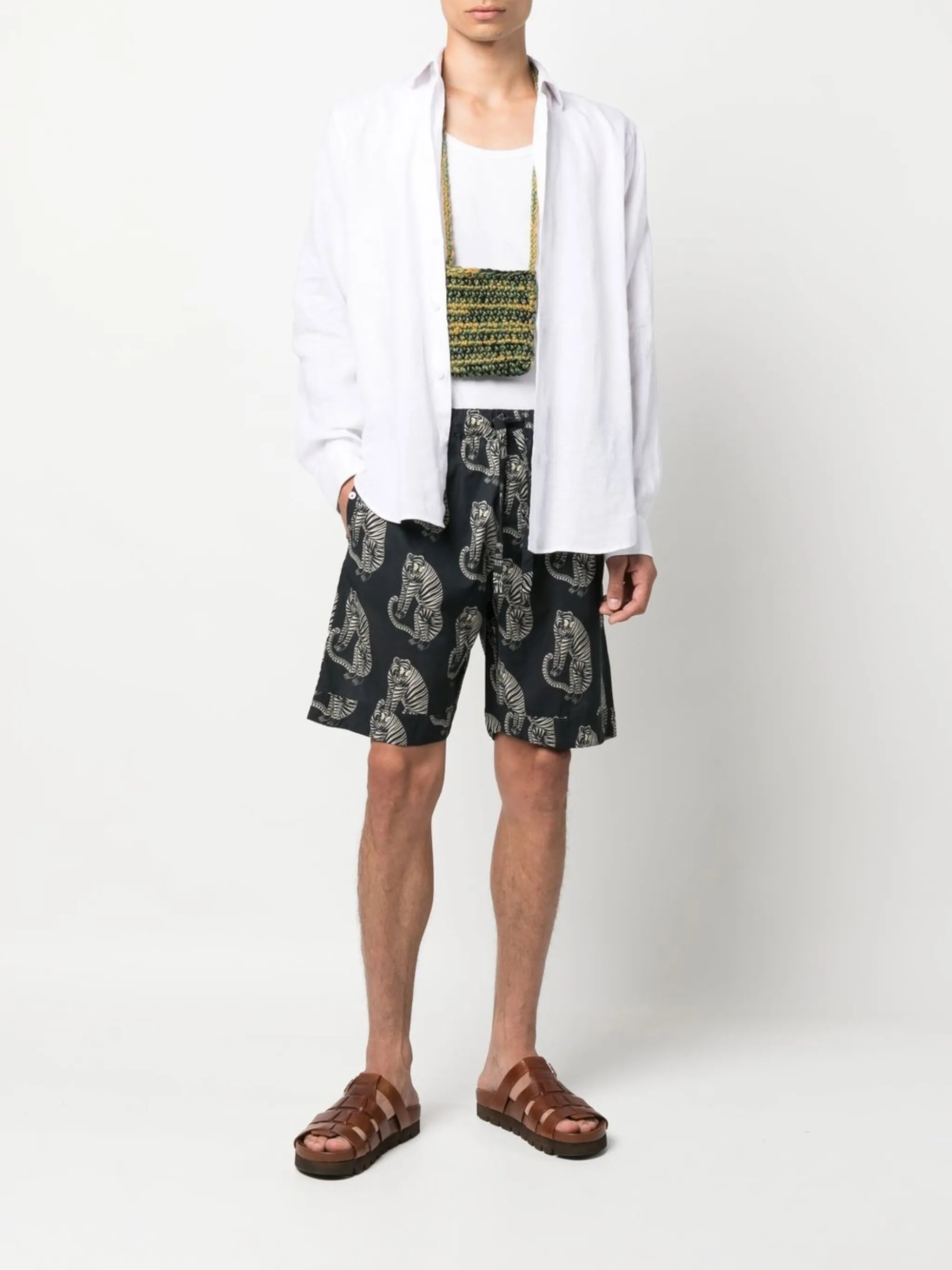 Sansindo tiger-print pajama shorts