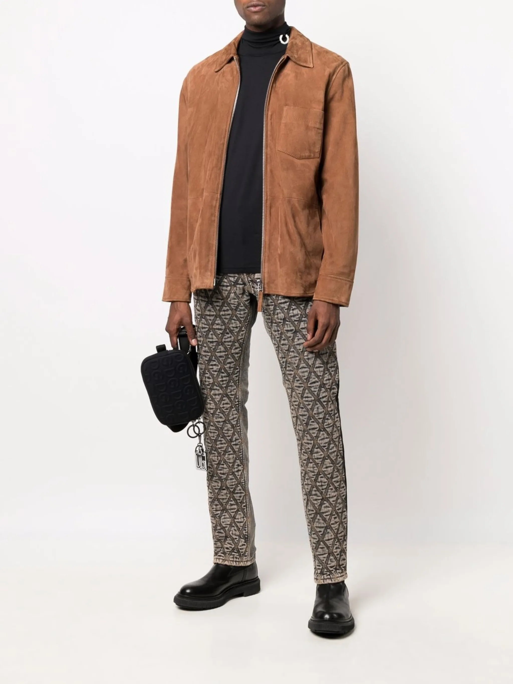 diamond embroidered slim fit jeans