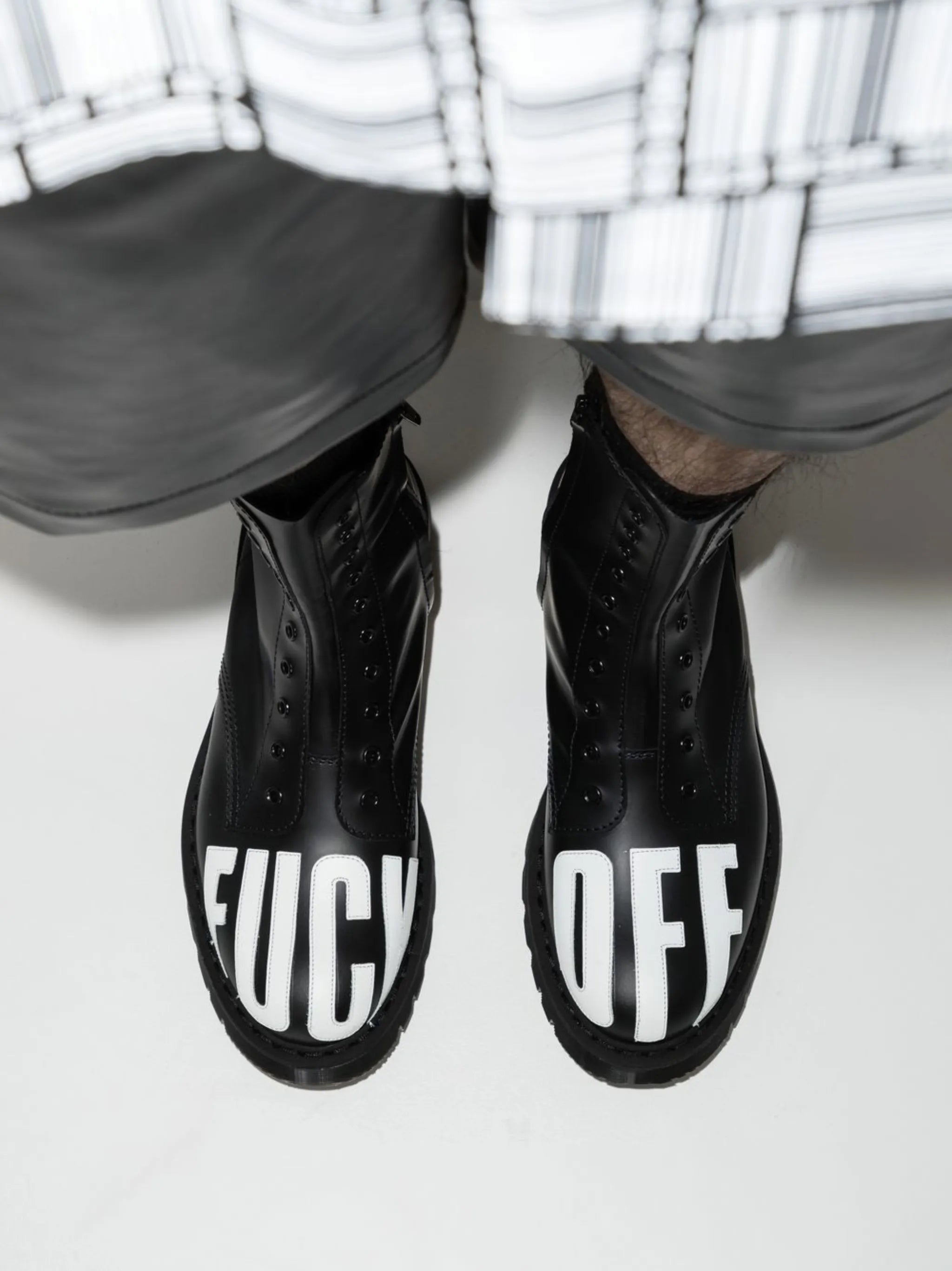 slogan-print army boots