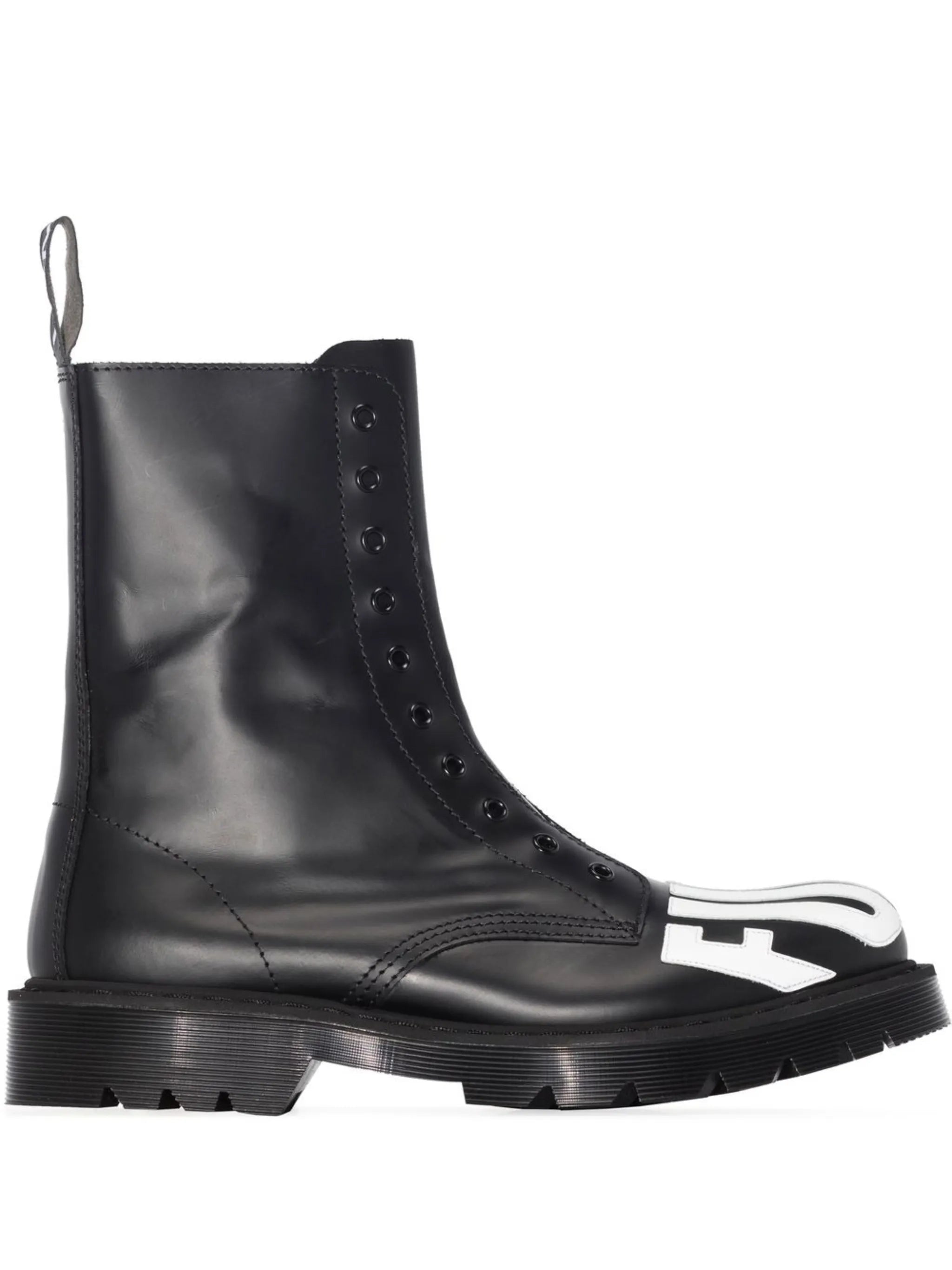 slogan-print army boots
