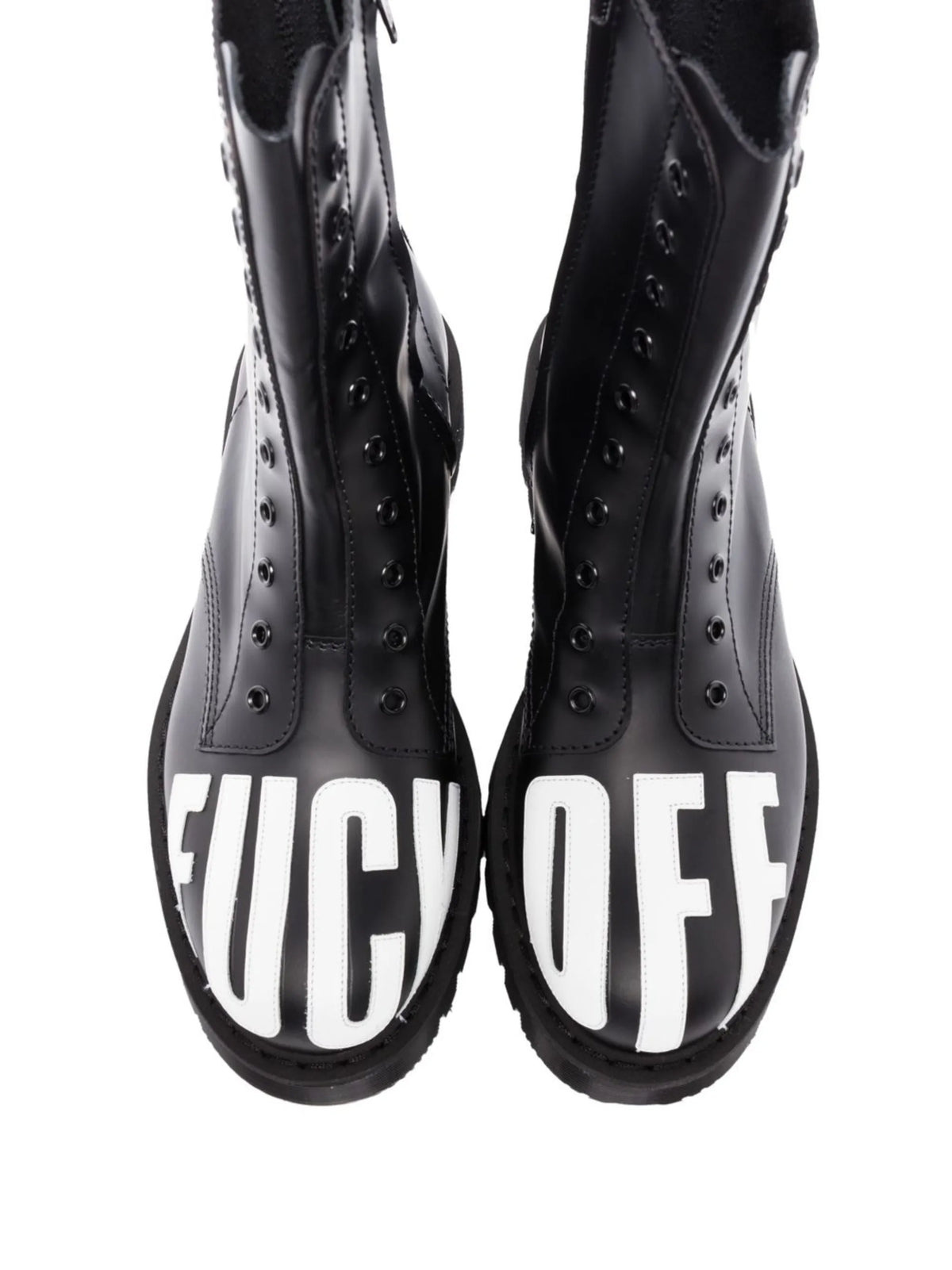 slogan-print army boots