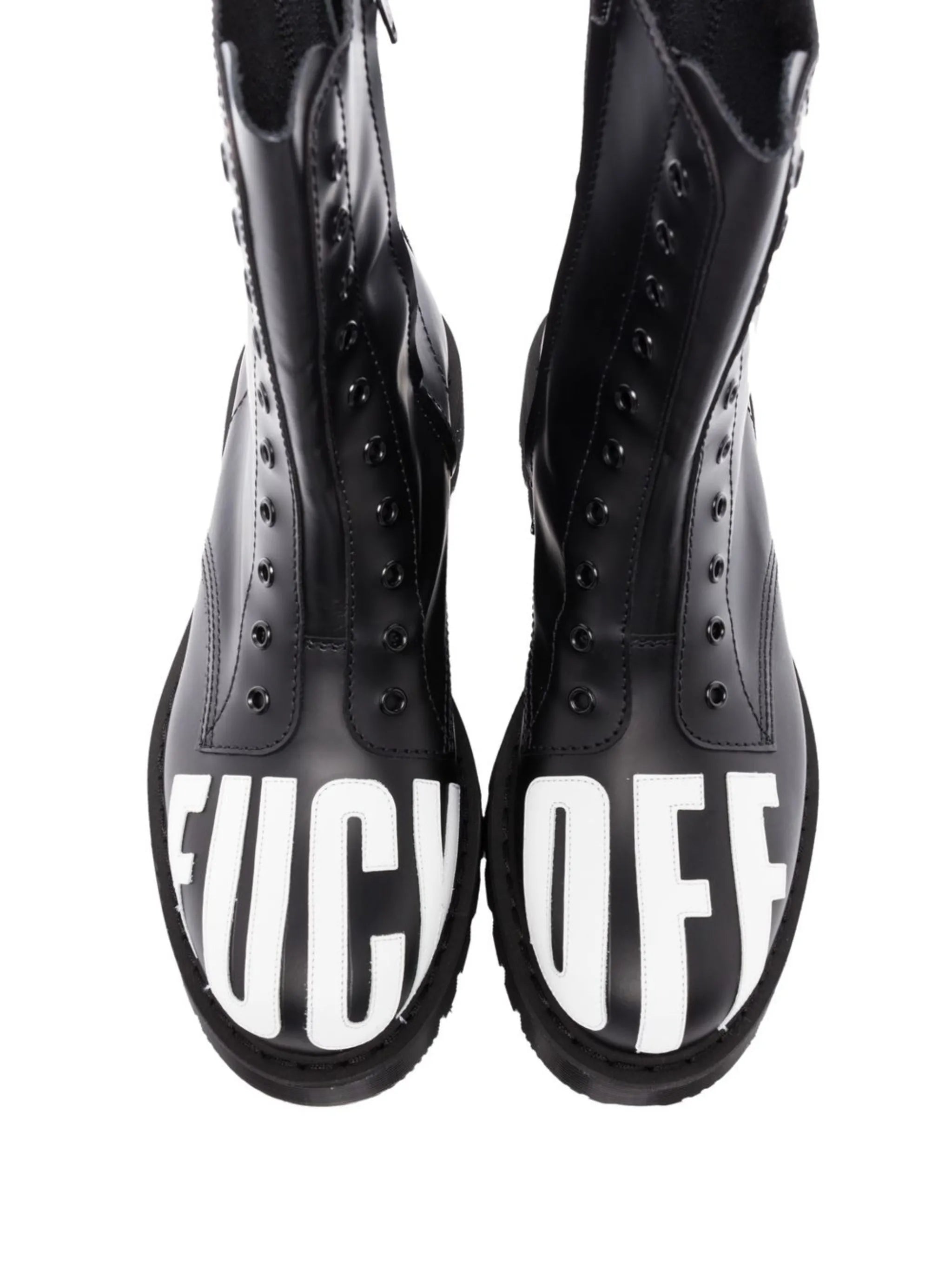 slogan-print army boots