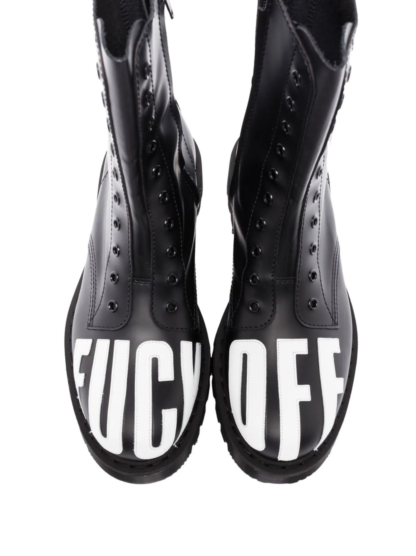 slogan-print army boots
