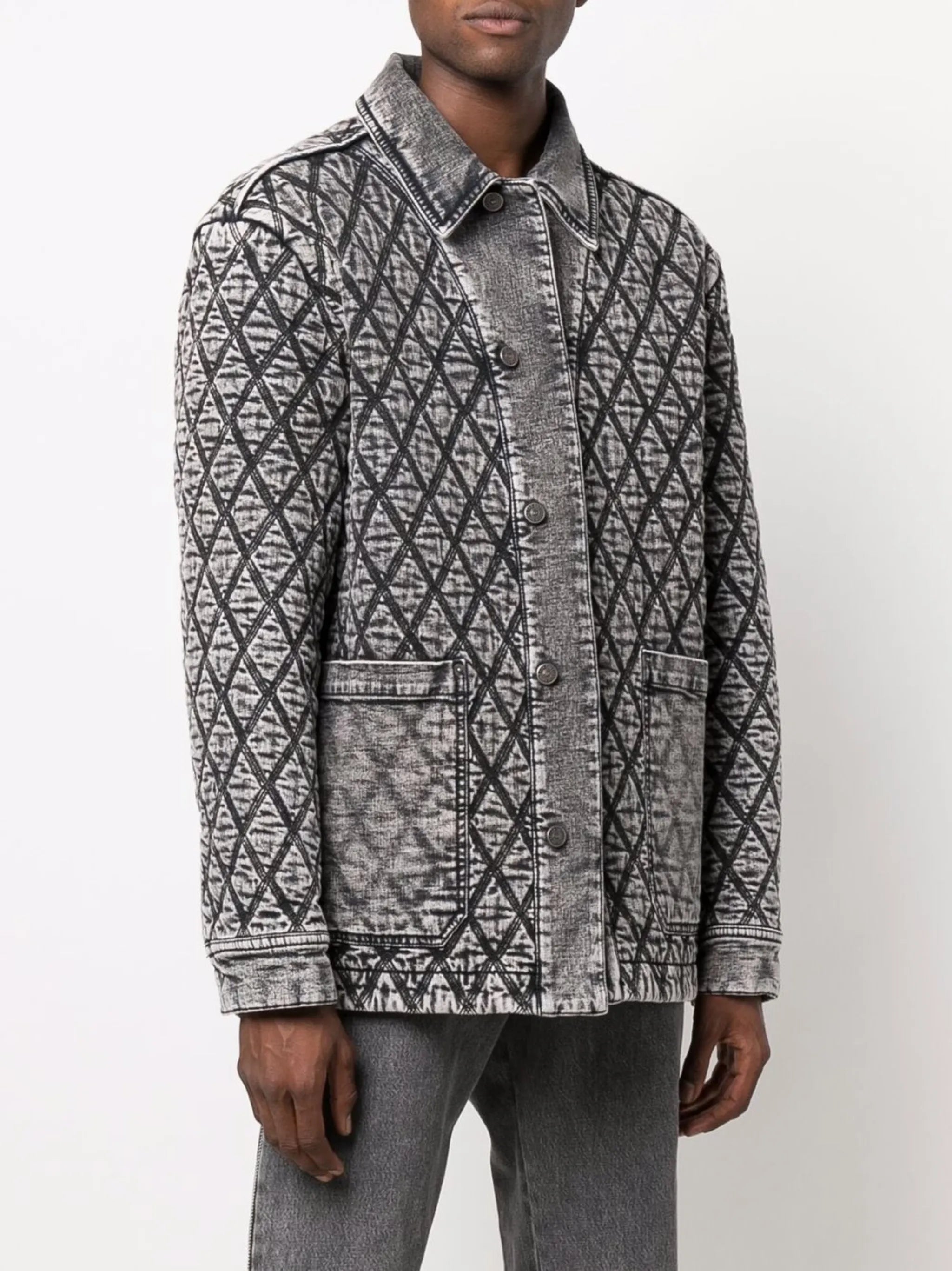 diamond-embroidered denim jacket