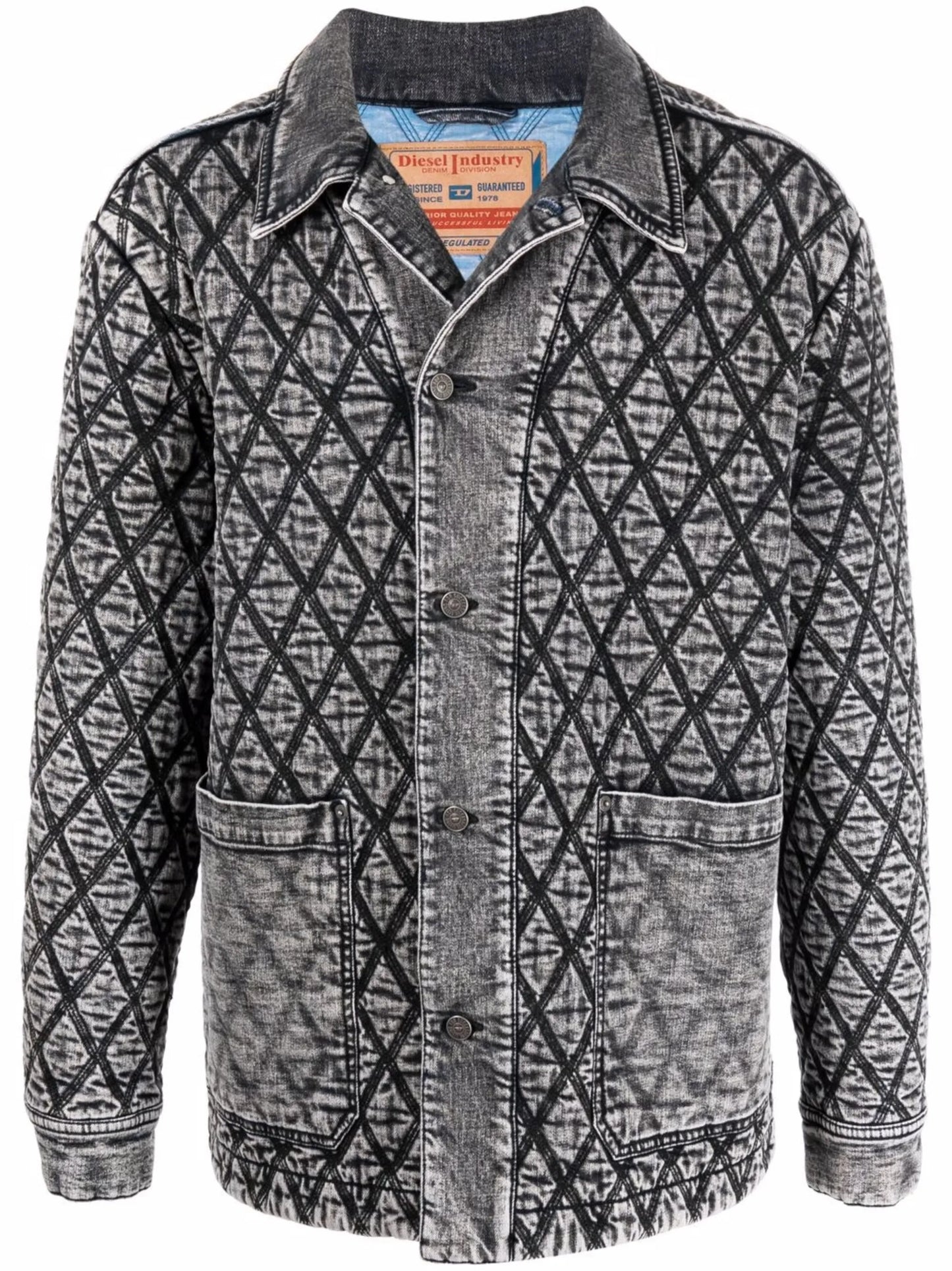 diamond-embroidered denim jacket