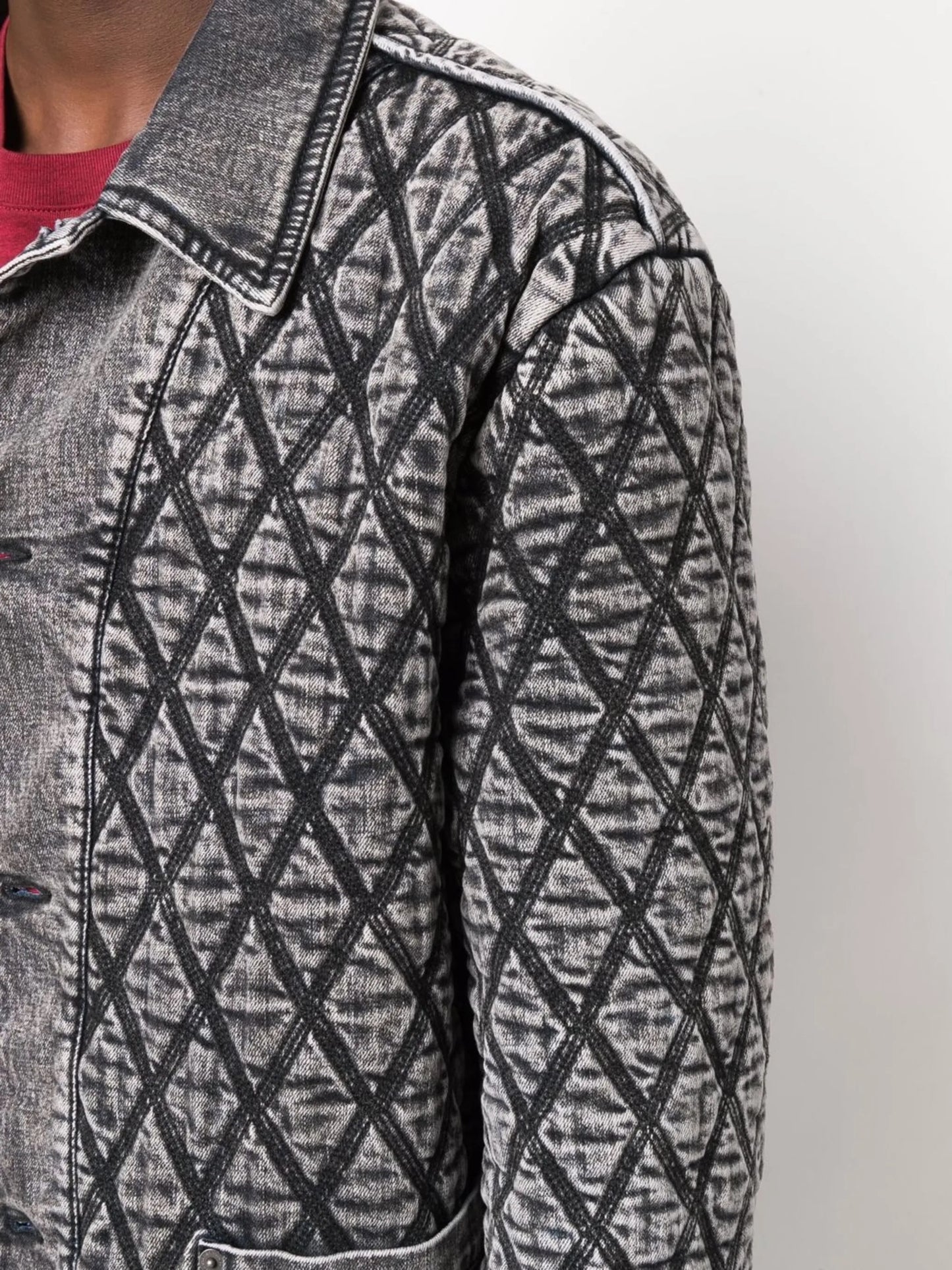 diamond-embroidered denim jacket