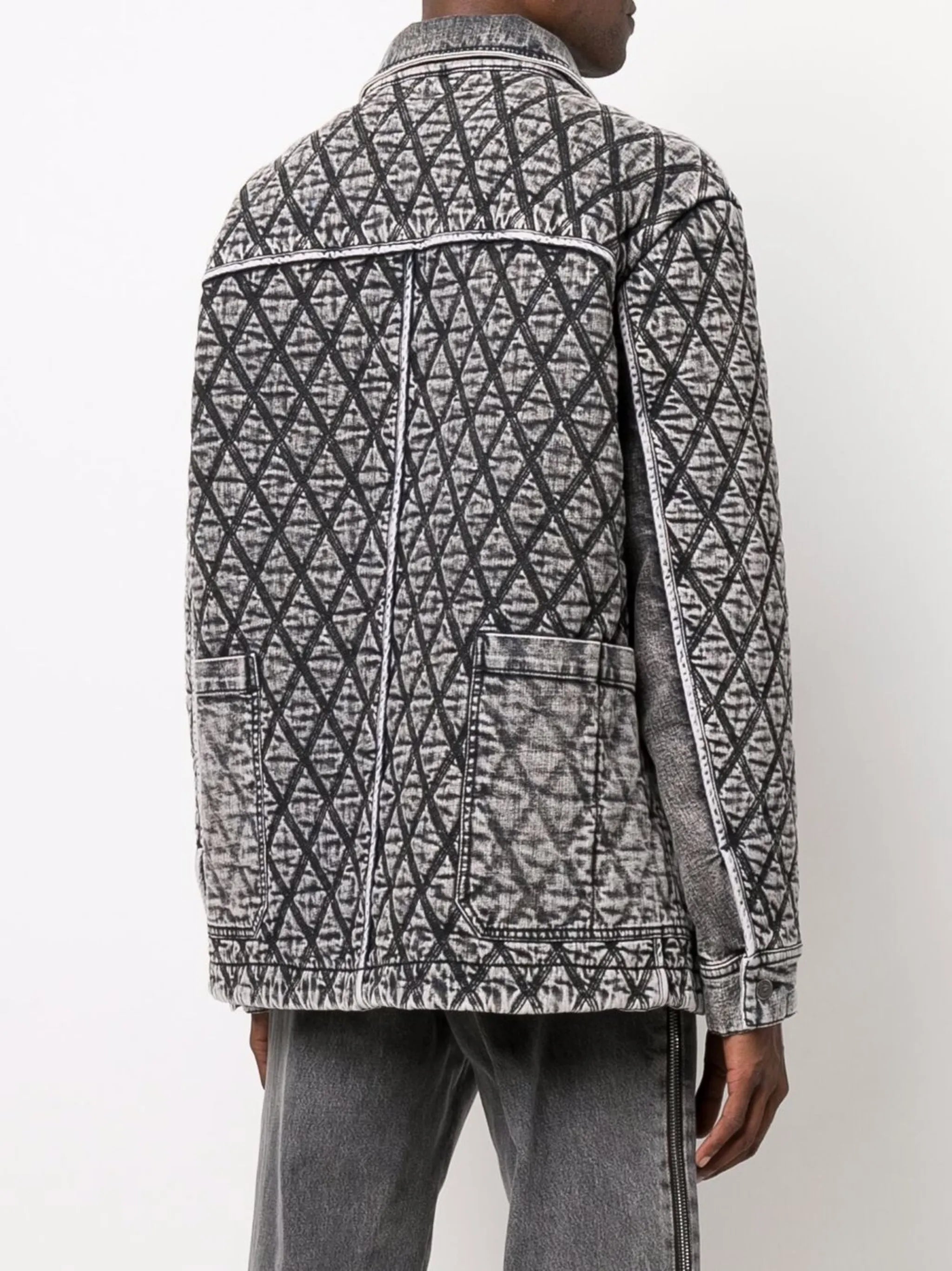 diamond-embroidered denim jacket
