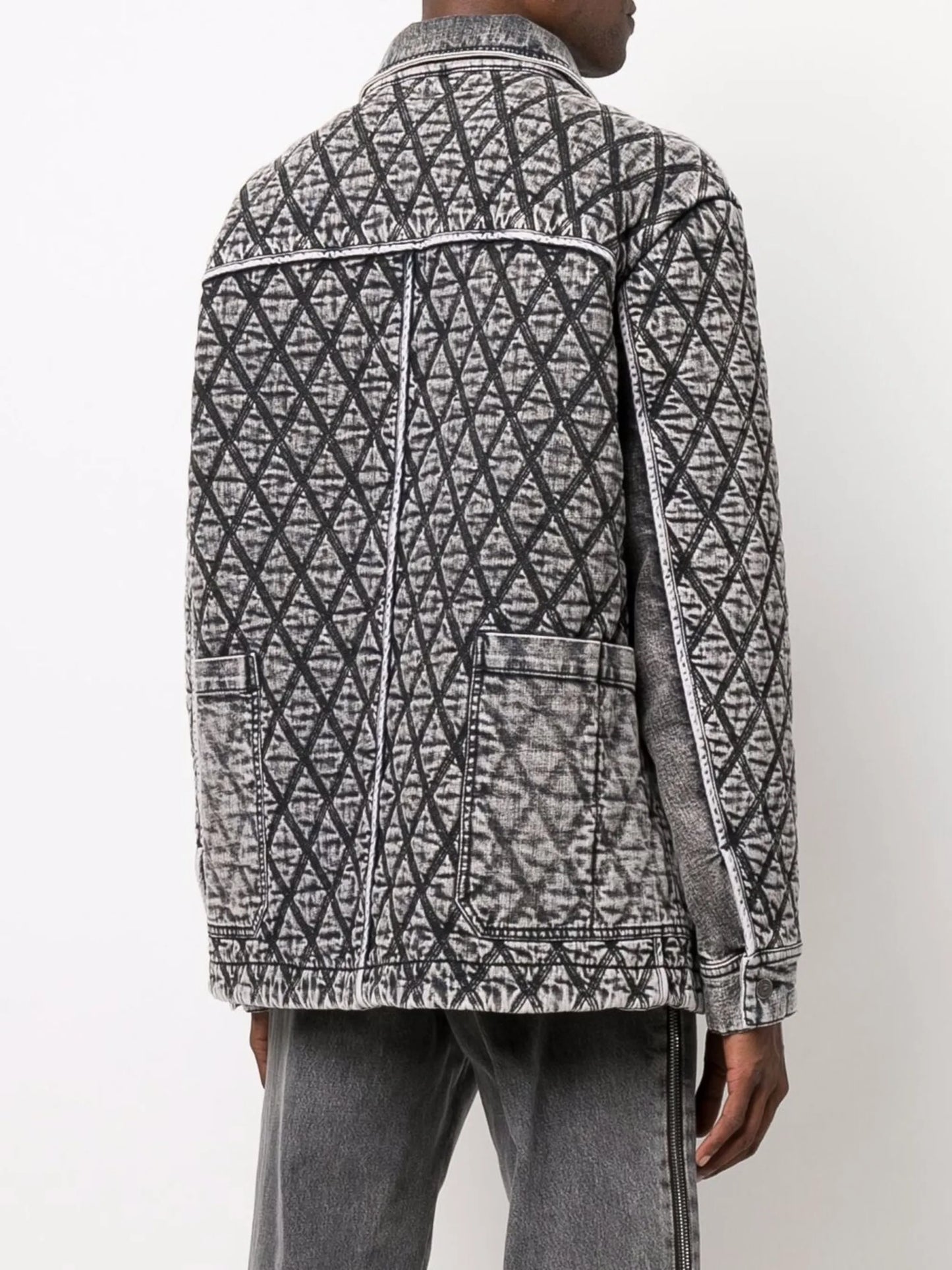 diamond-embroidered denim jacket