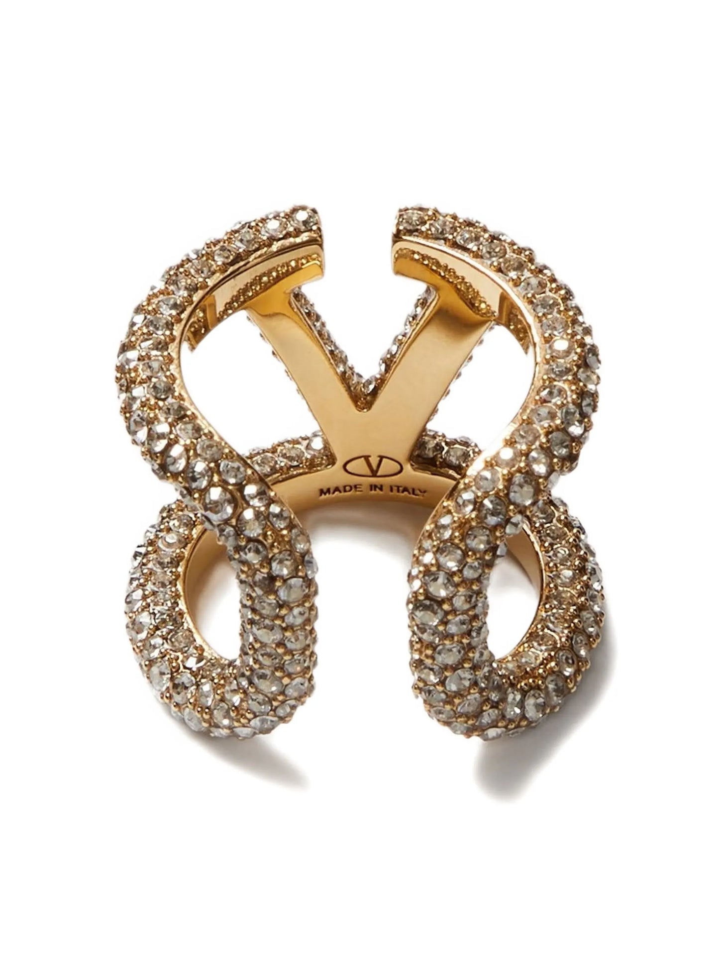VLogo Signature crystal-embellished ring