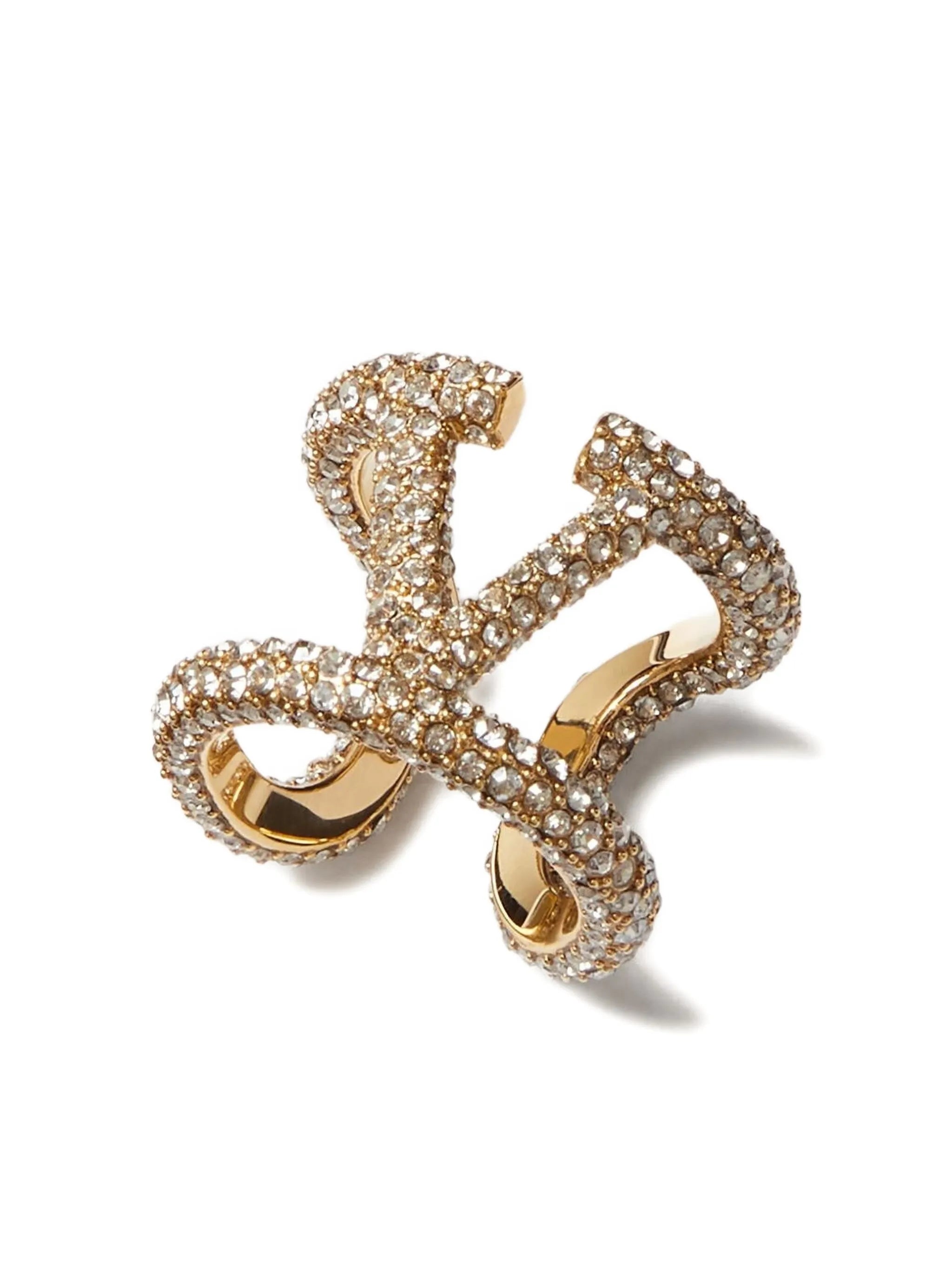 VLogo Signature crystal-embellished ring