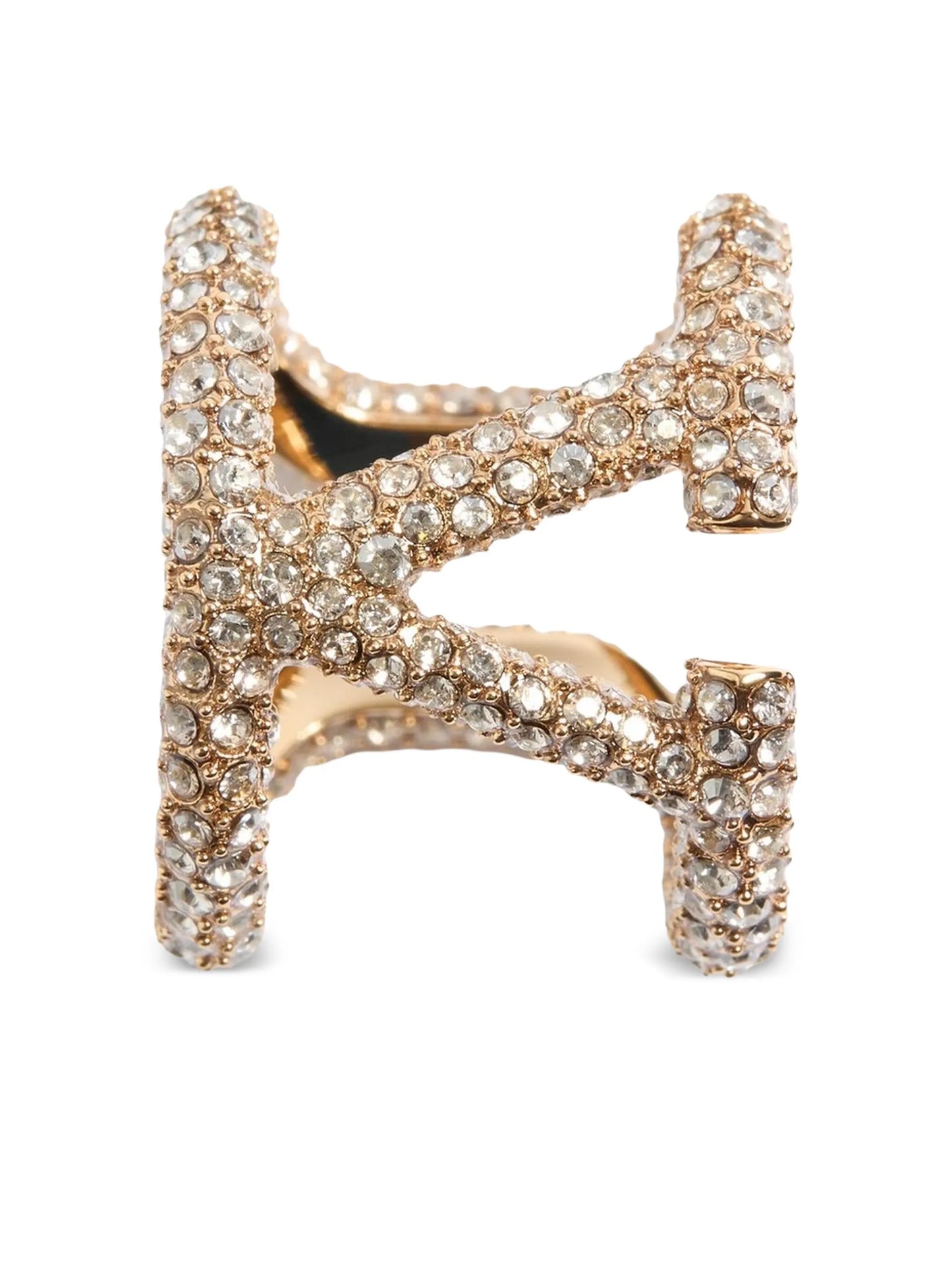 VLogo Signature crystal-embellished ring