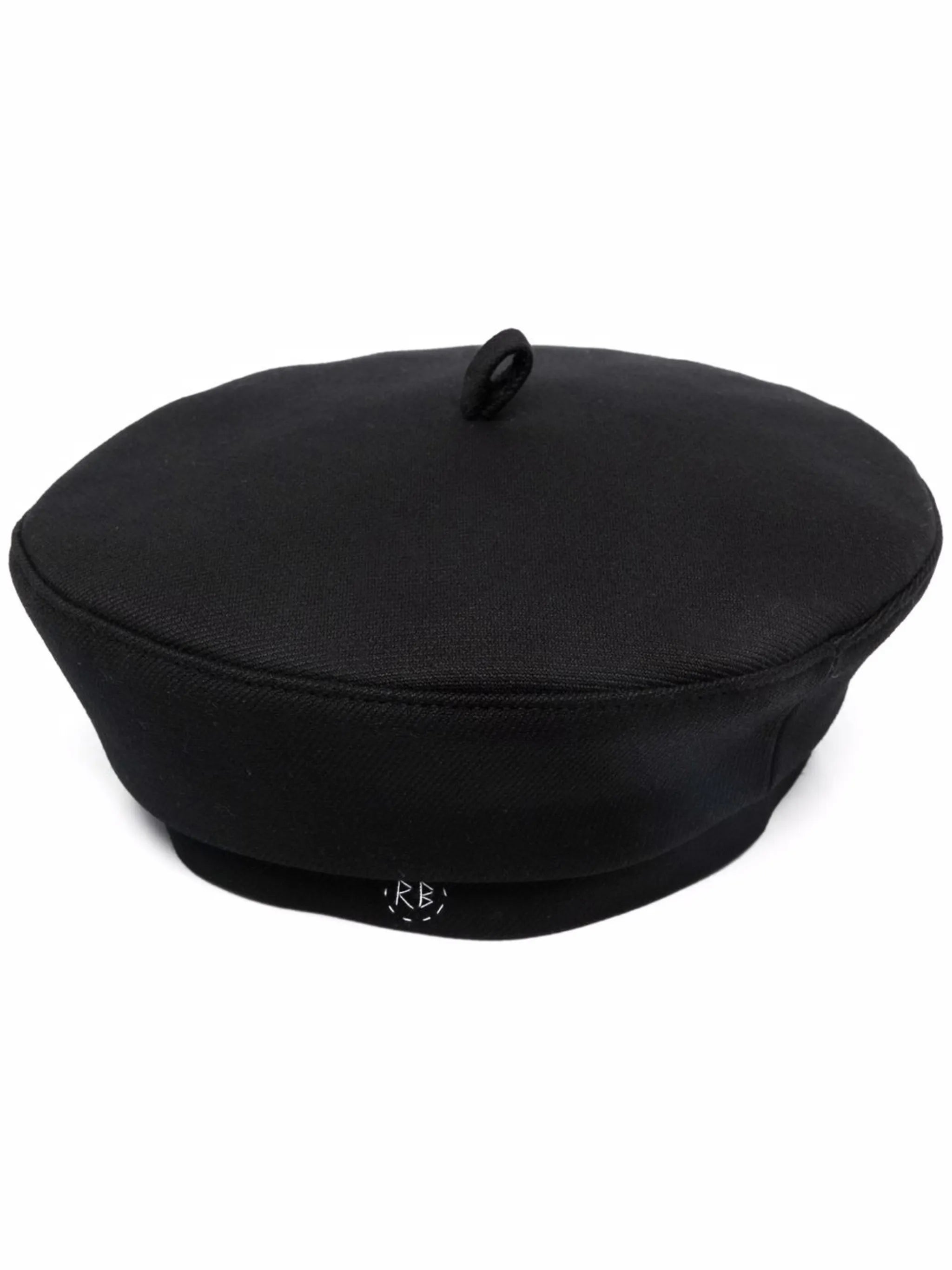 monogram-embroidered wool-blend beret