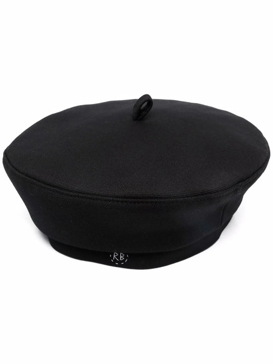 monogram-embroidered wool-blend beret