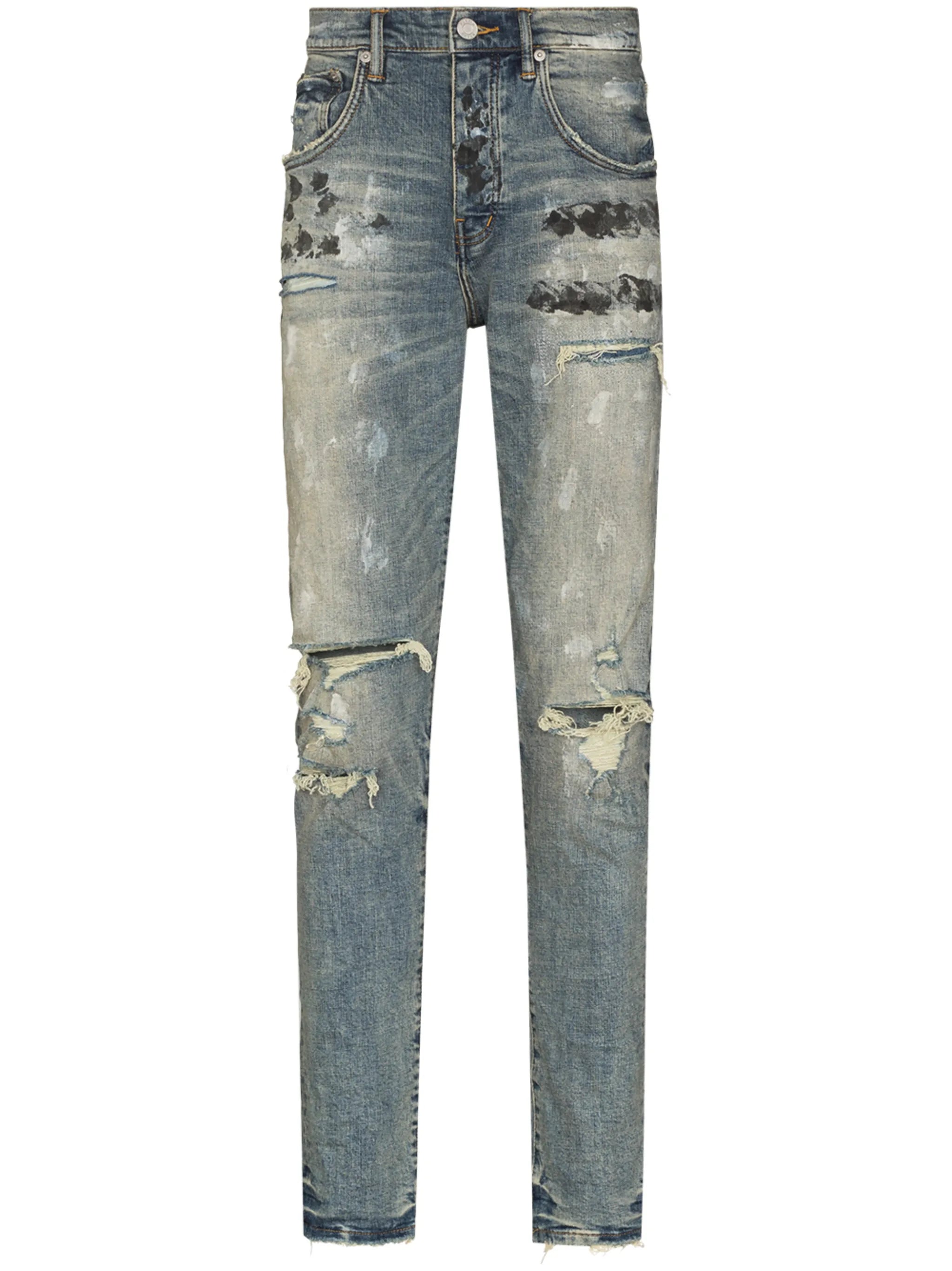 distressed ripped slim-fit jeans