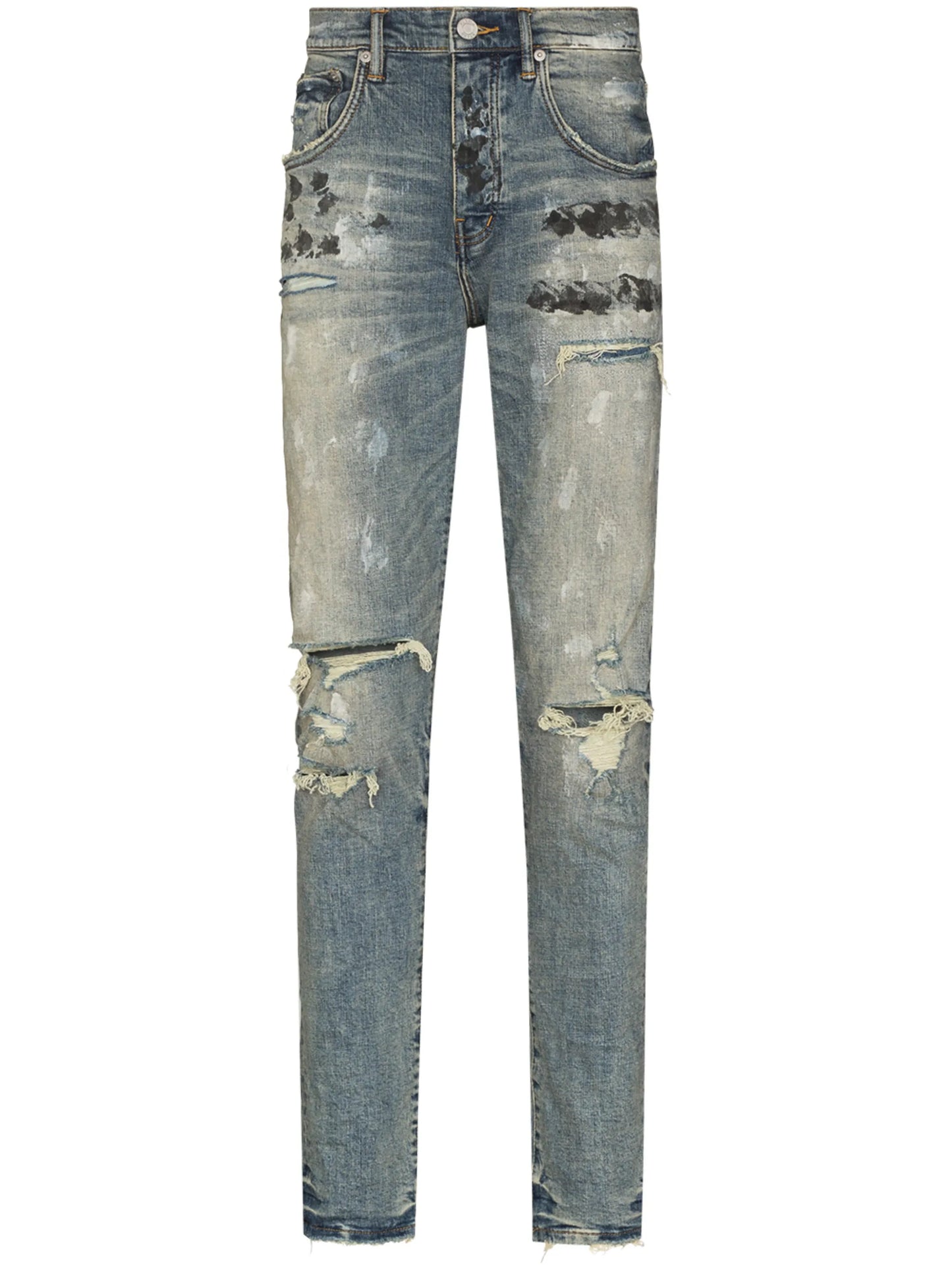 distressed ripped slim-fit jeans