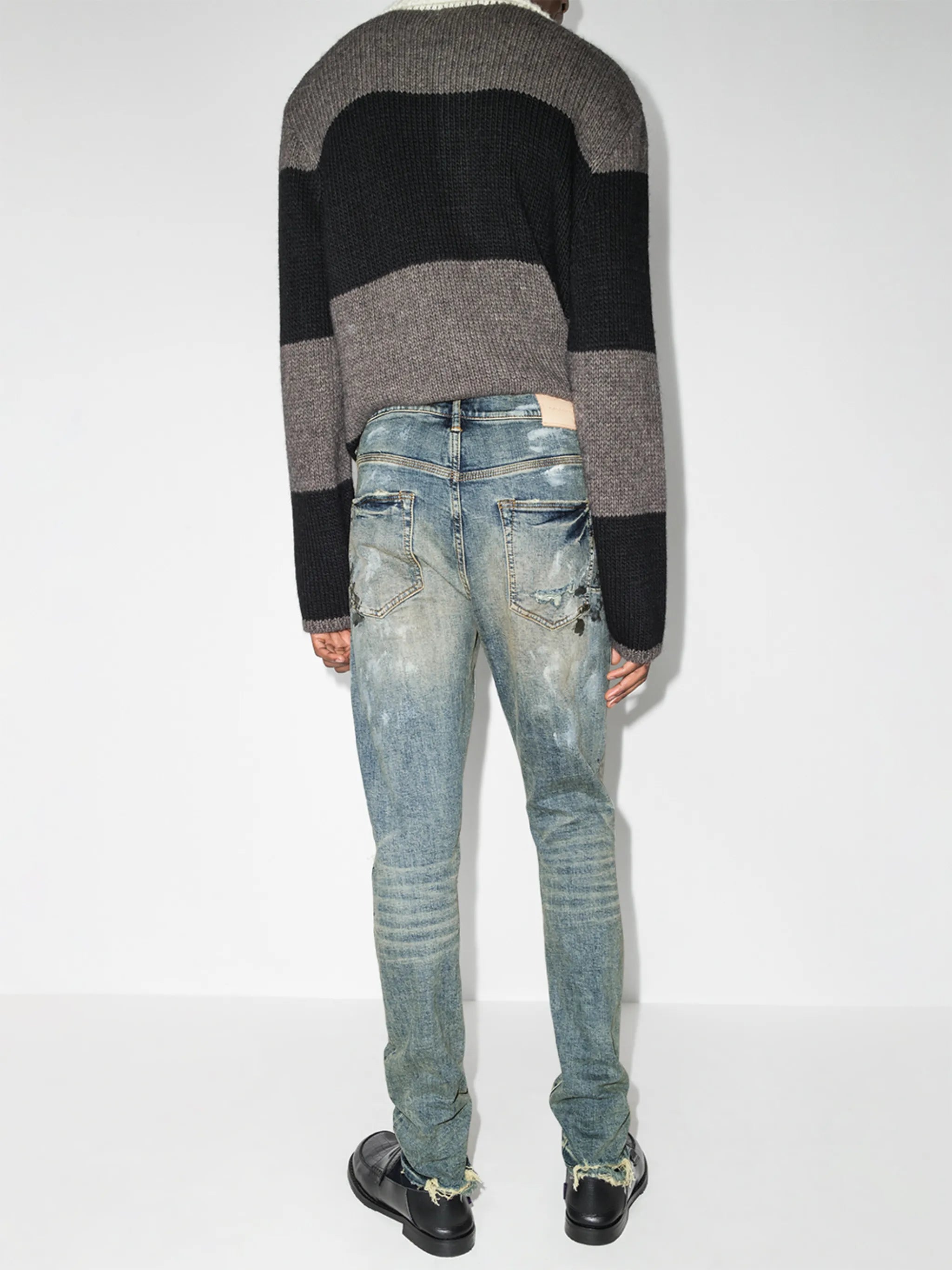distressed ripped slim-fit jeans