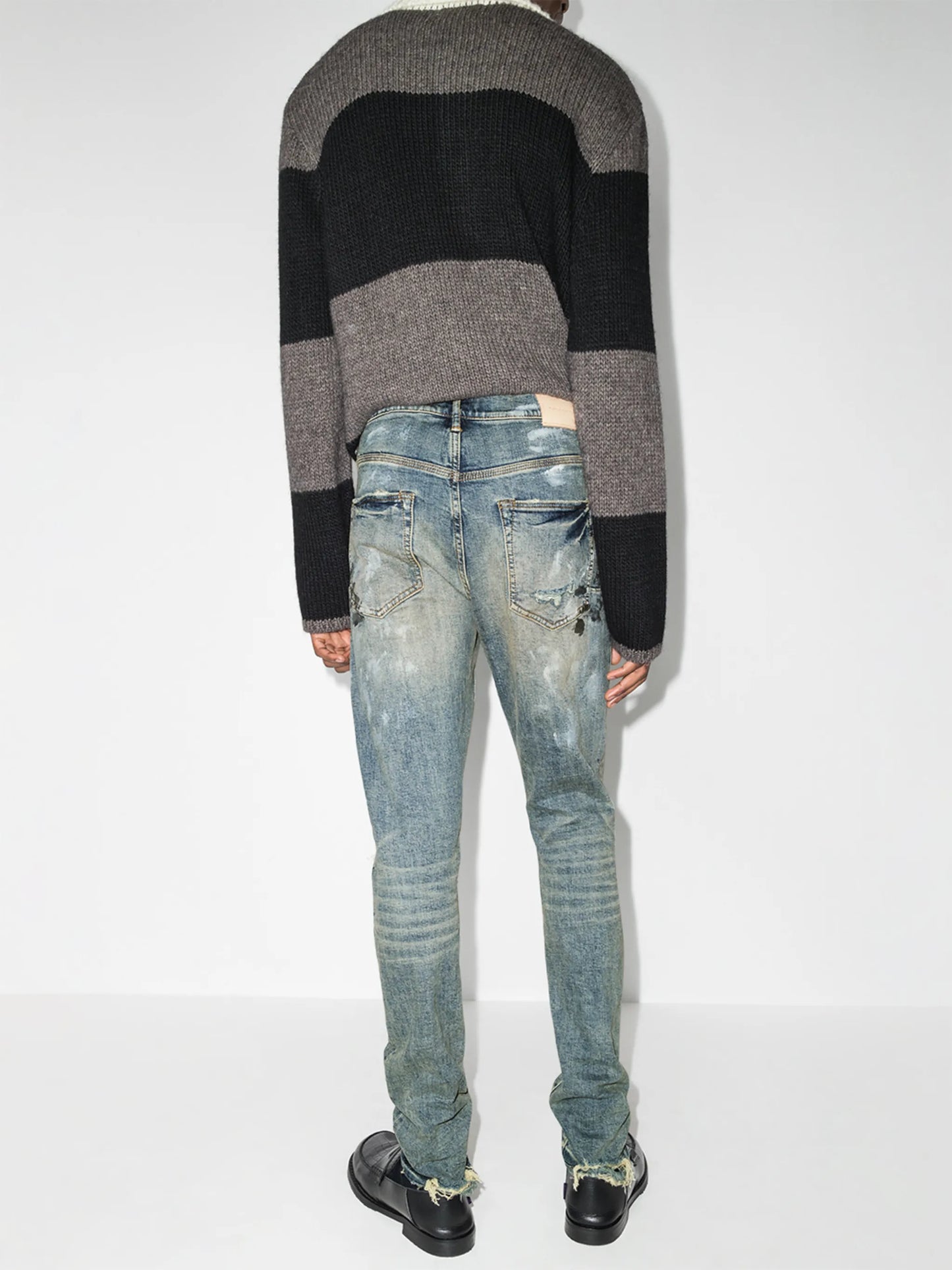 distressed ripped slim-fit jeans