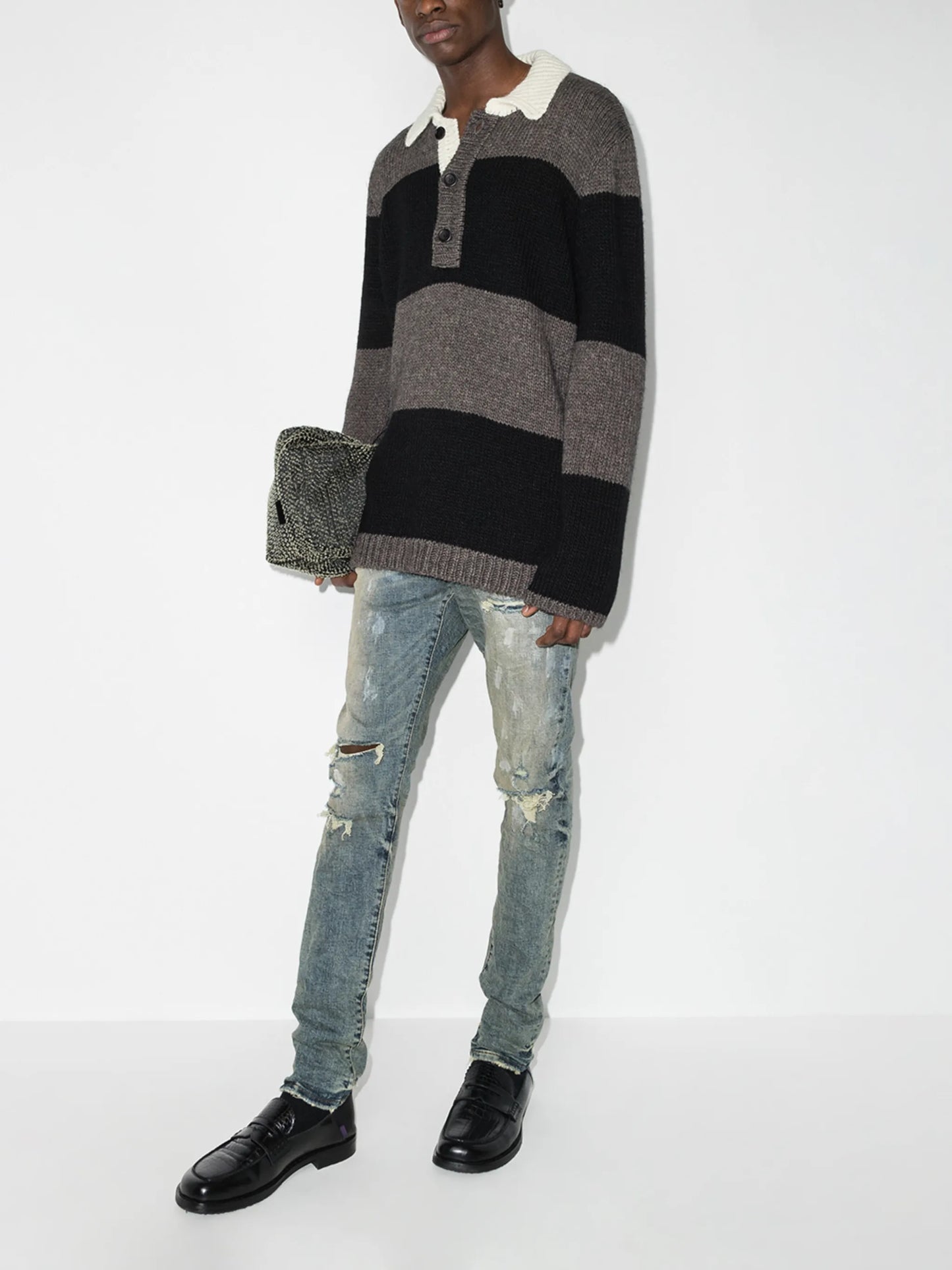 distressed ripped slim-fit jeans