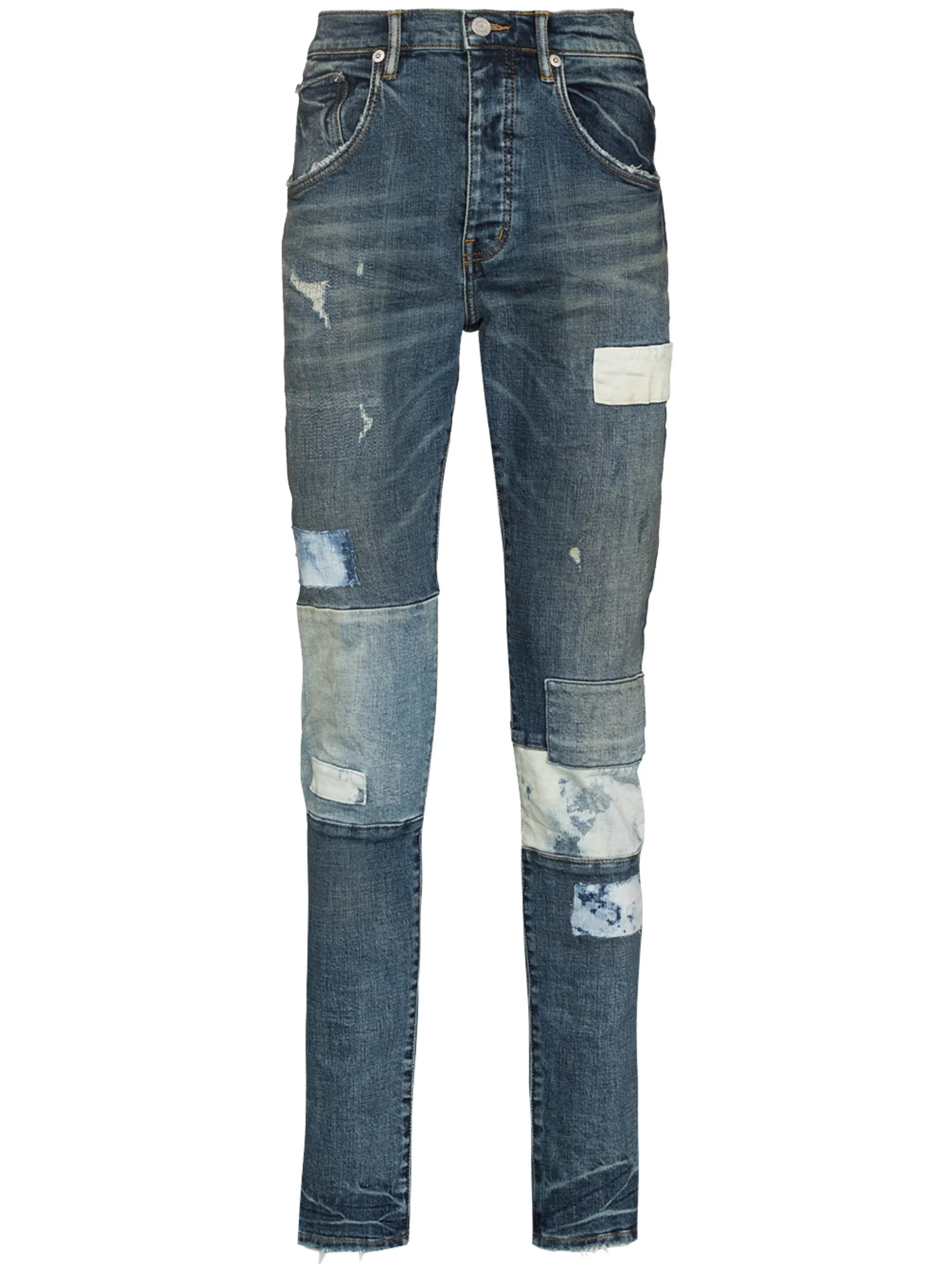 patchwork slim-fit jeans