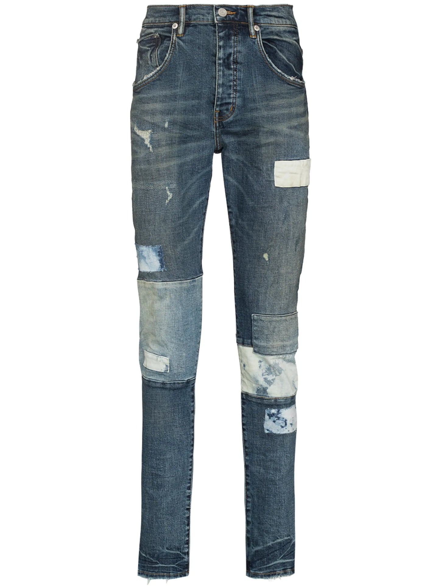 patchwork slim-fit jeans