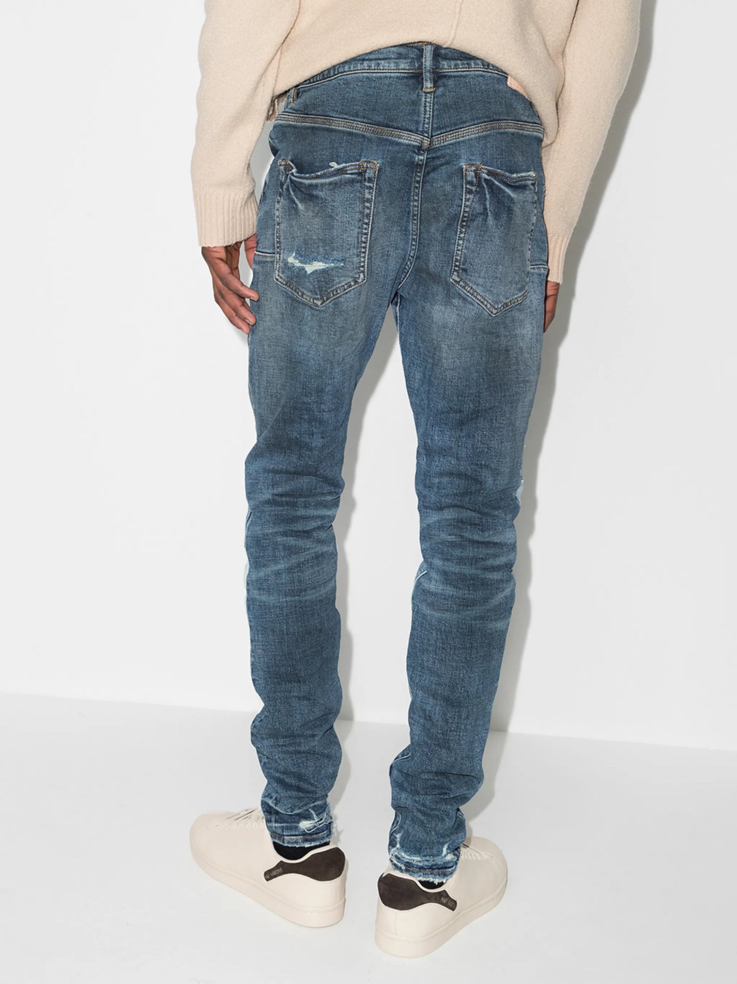 patchwork slim-fit jeans