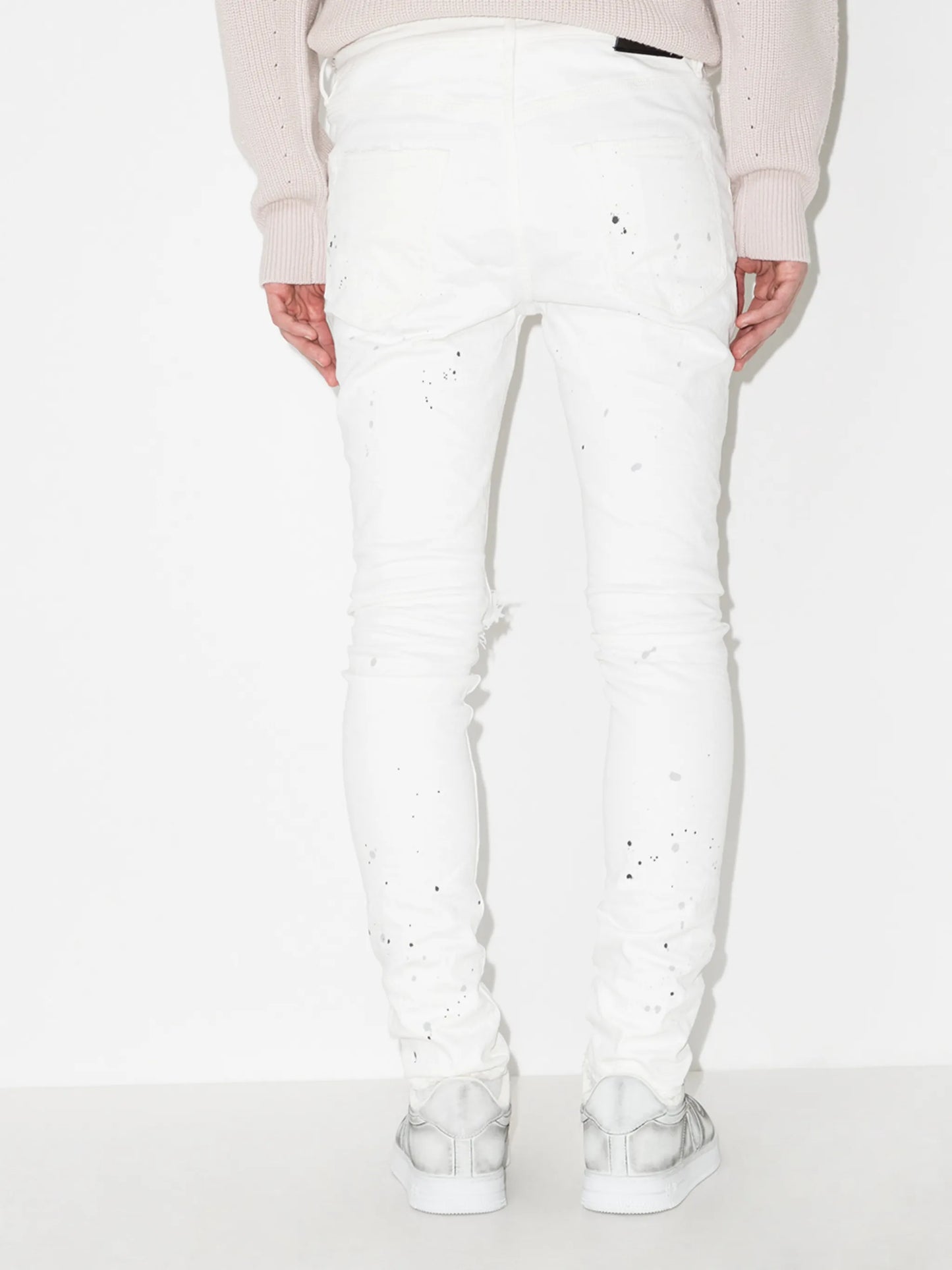 paint splatter-print skinny-cut jeans