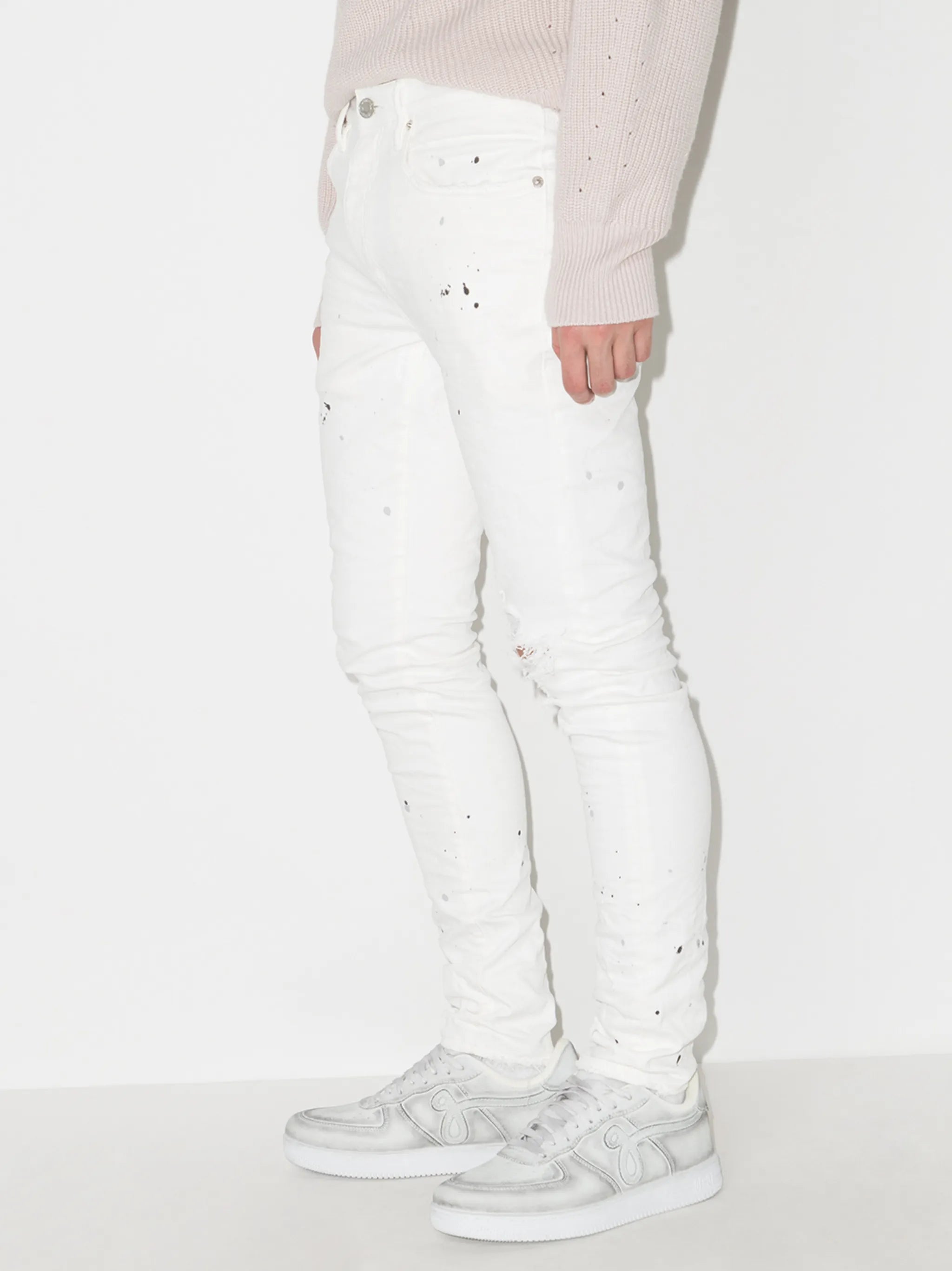 paint splatter-print skinny-cut jeans