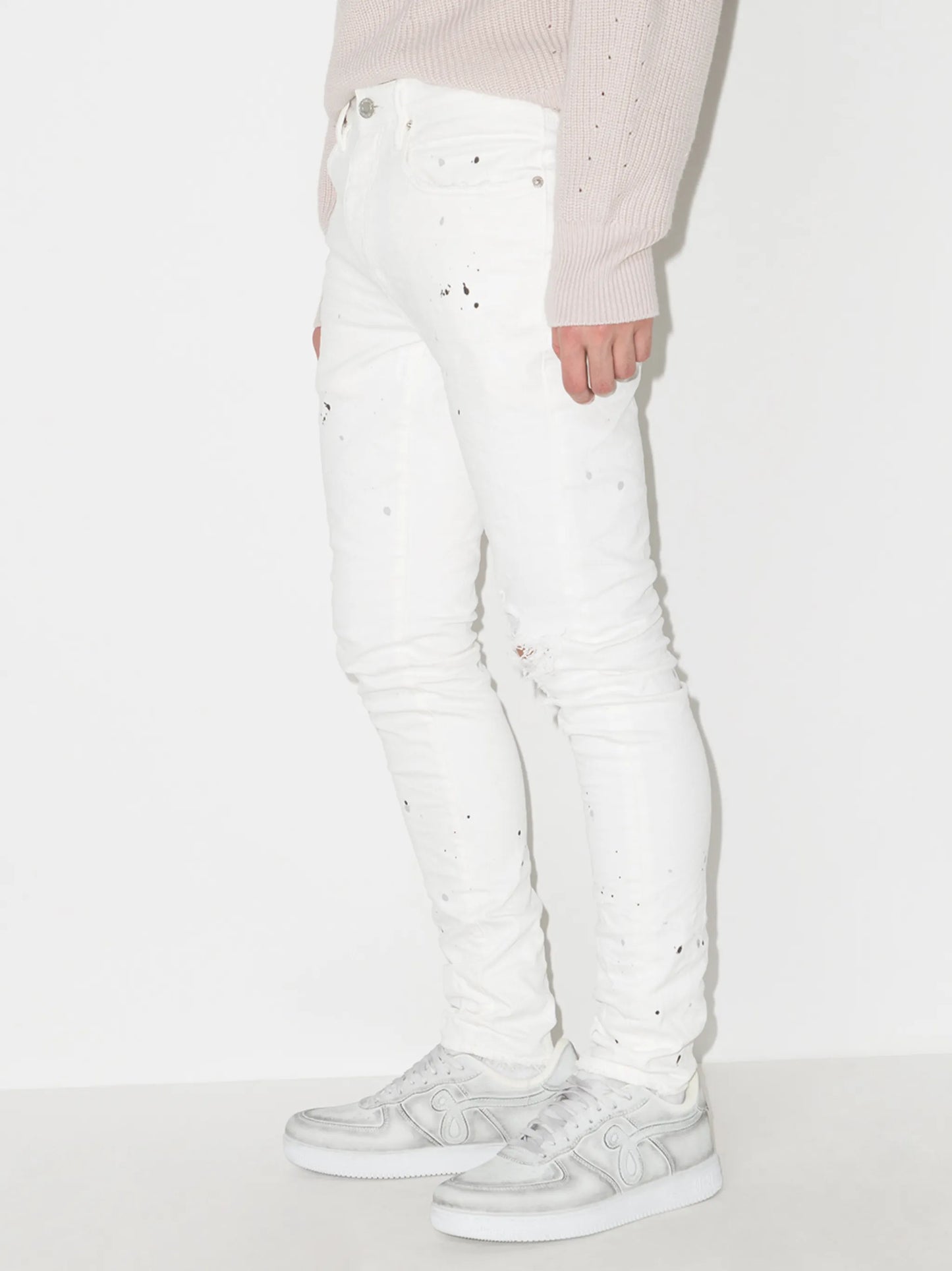 paint splatter-print skinny-cut jeans