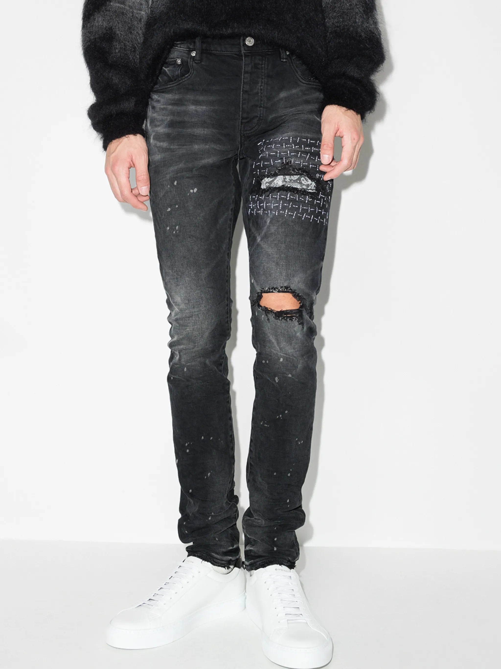 distressed-effect ripped skinny jeans