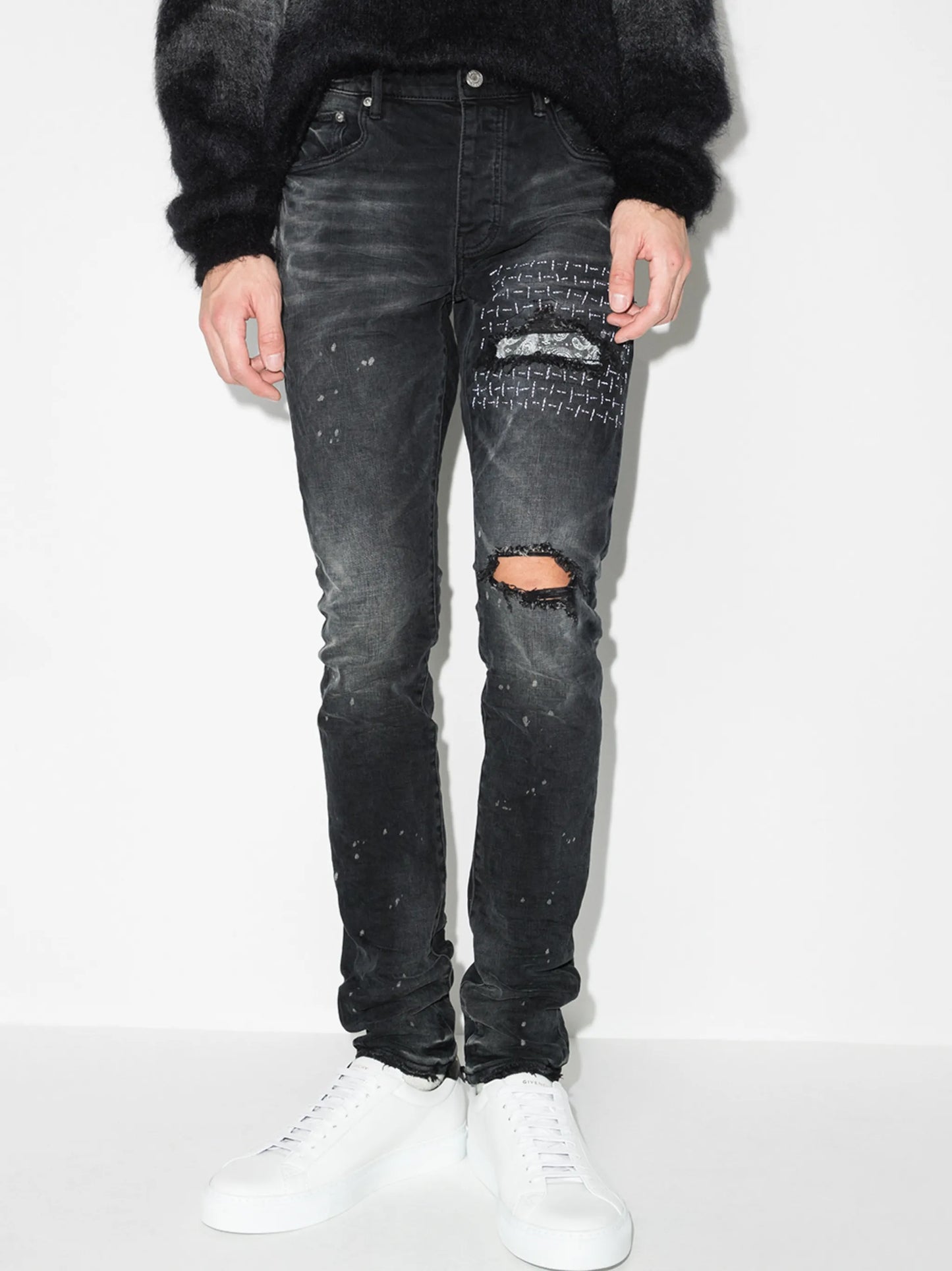distressed-effect ripped skinny jeans