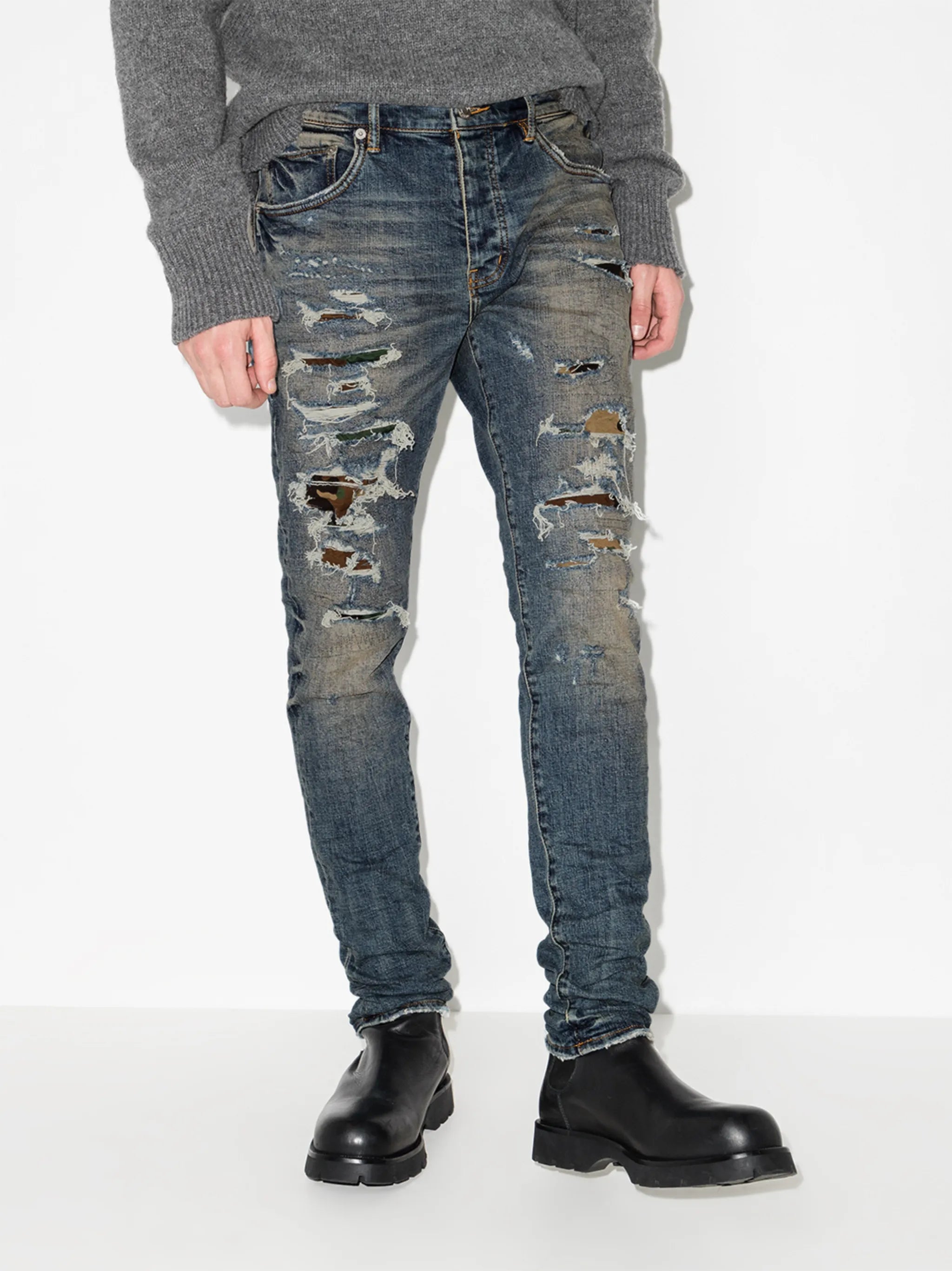 ripped skinny-cut jeans