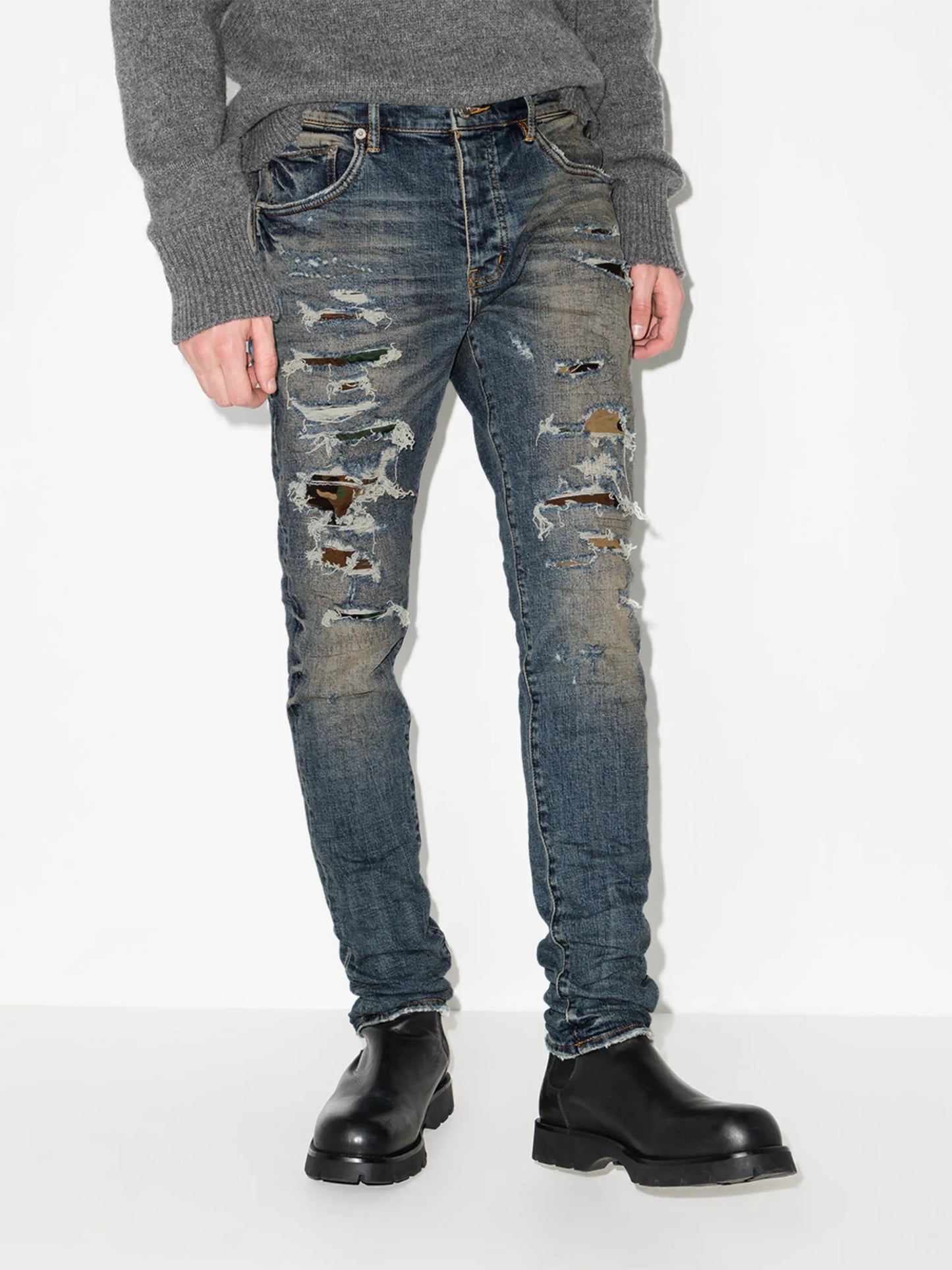 ripped skinny-cut jeans