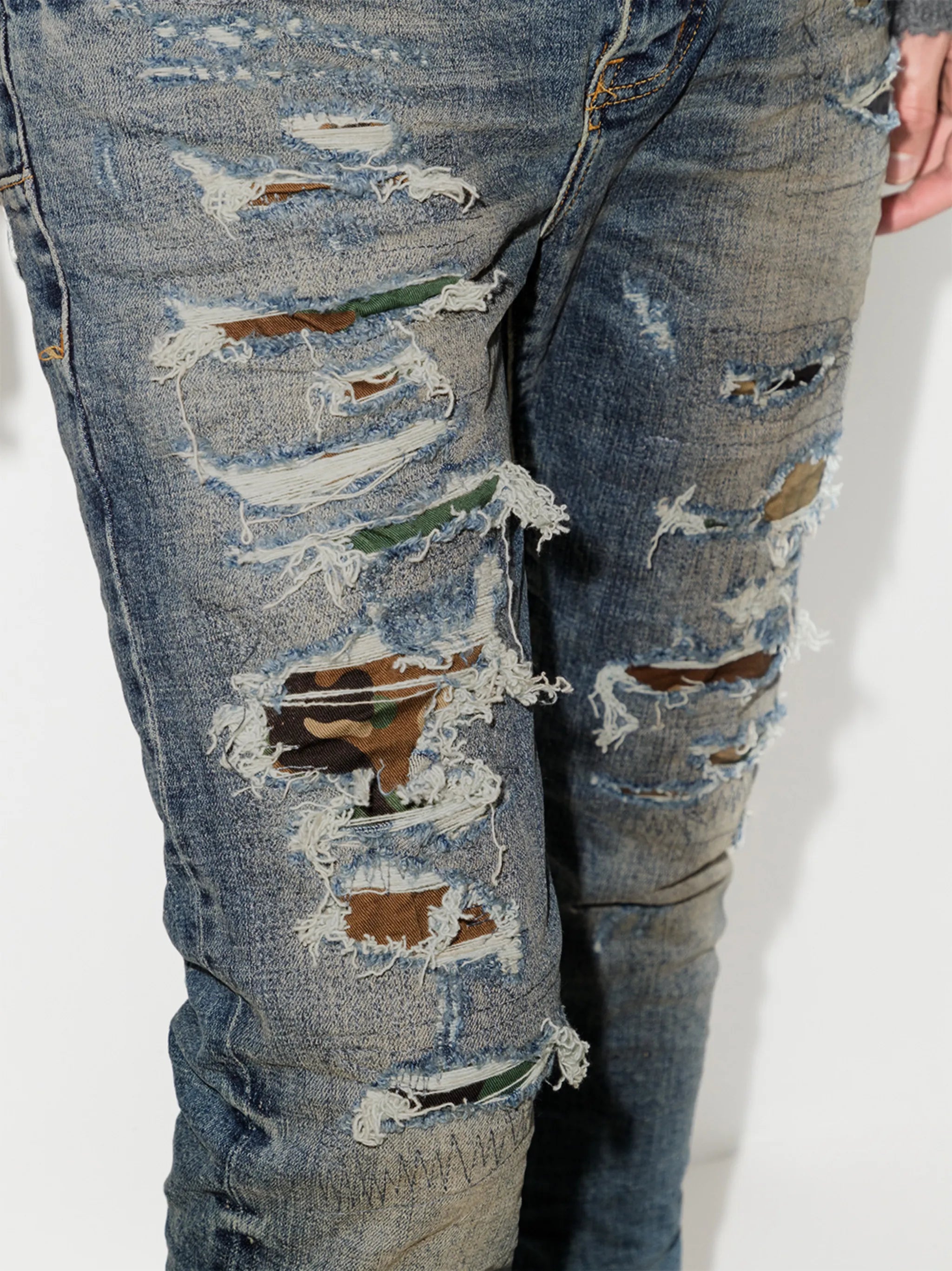 ripped skinny-cut jeans