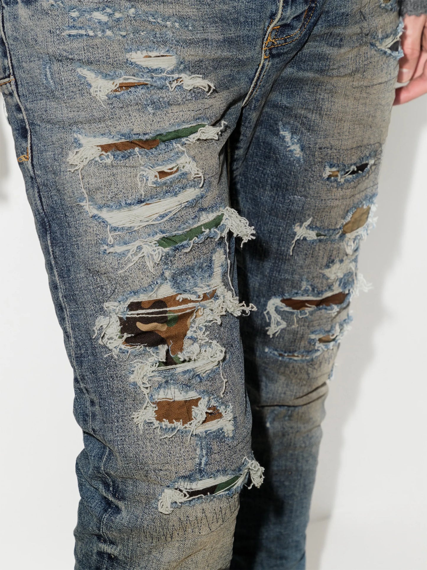 ripped skinny-cut jeans
