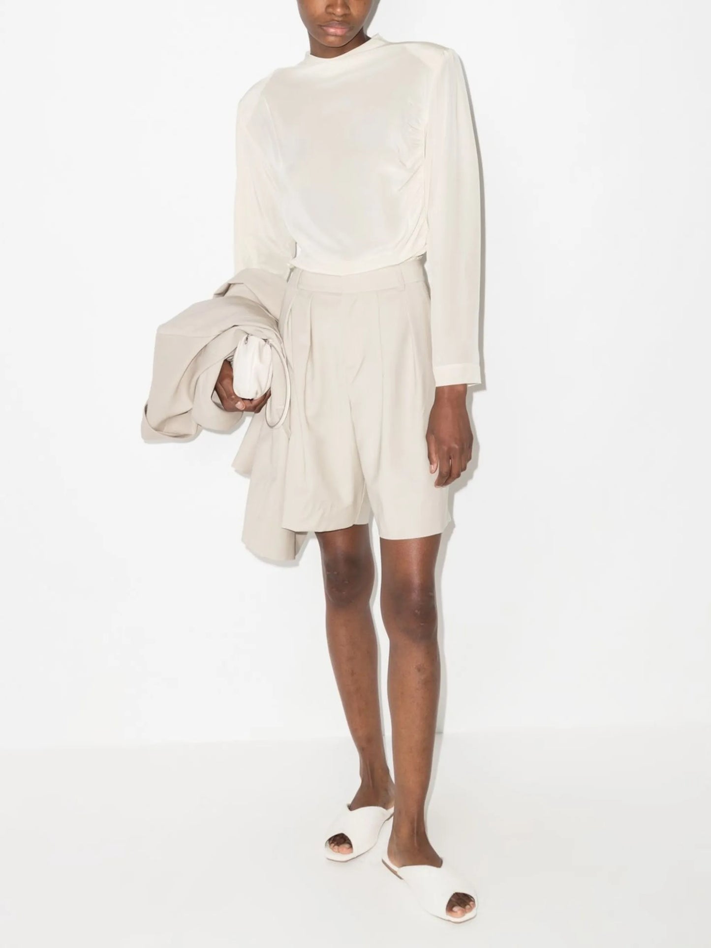 Jet draped silk blouse