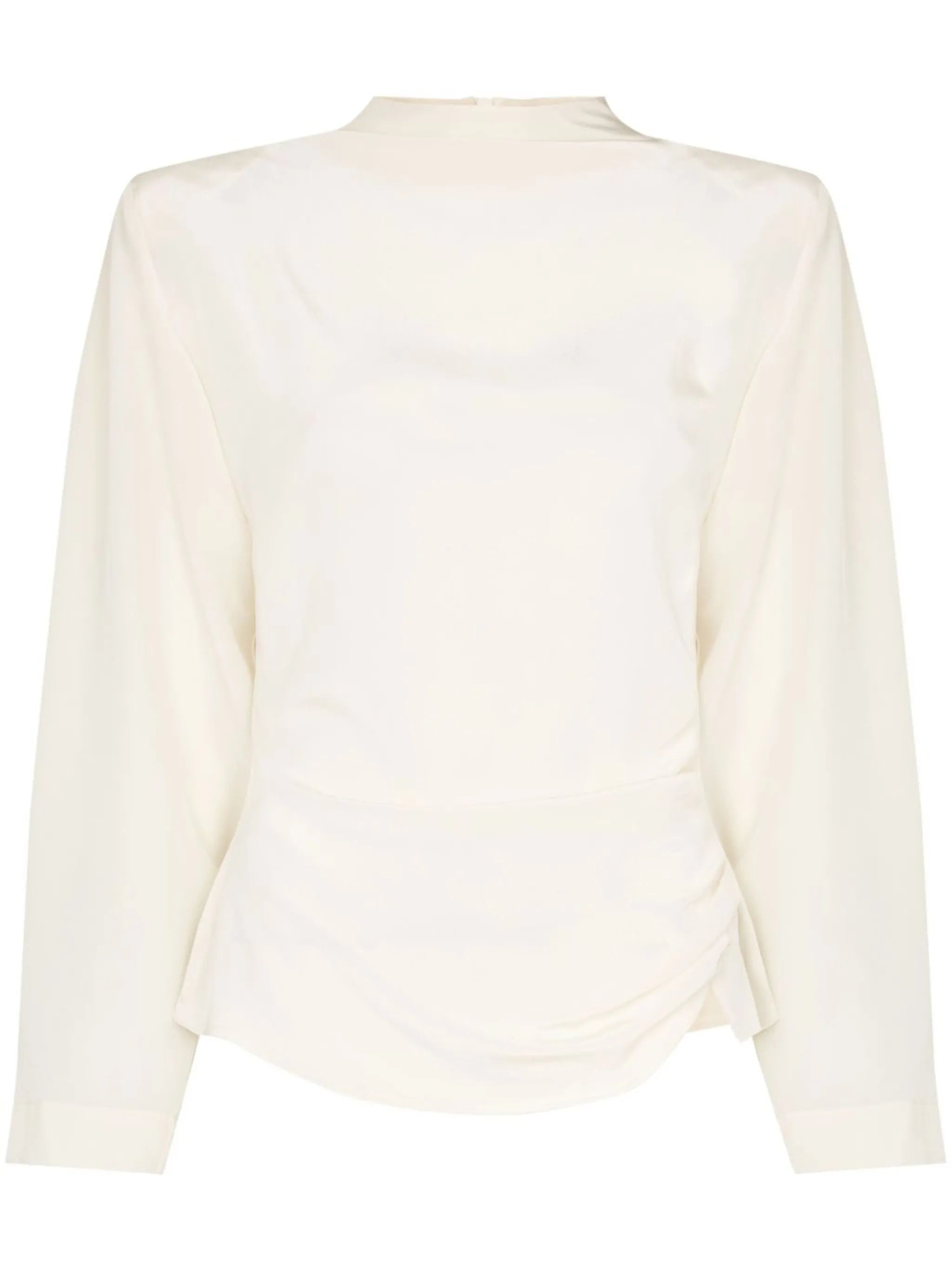 Jet draped silk blouse