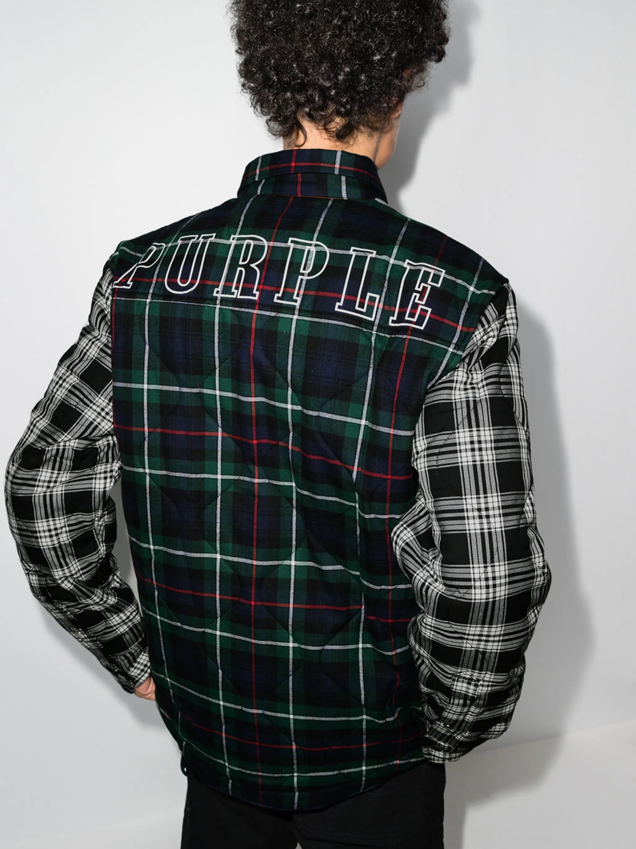 plaid logo quilted shirt
