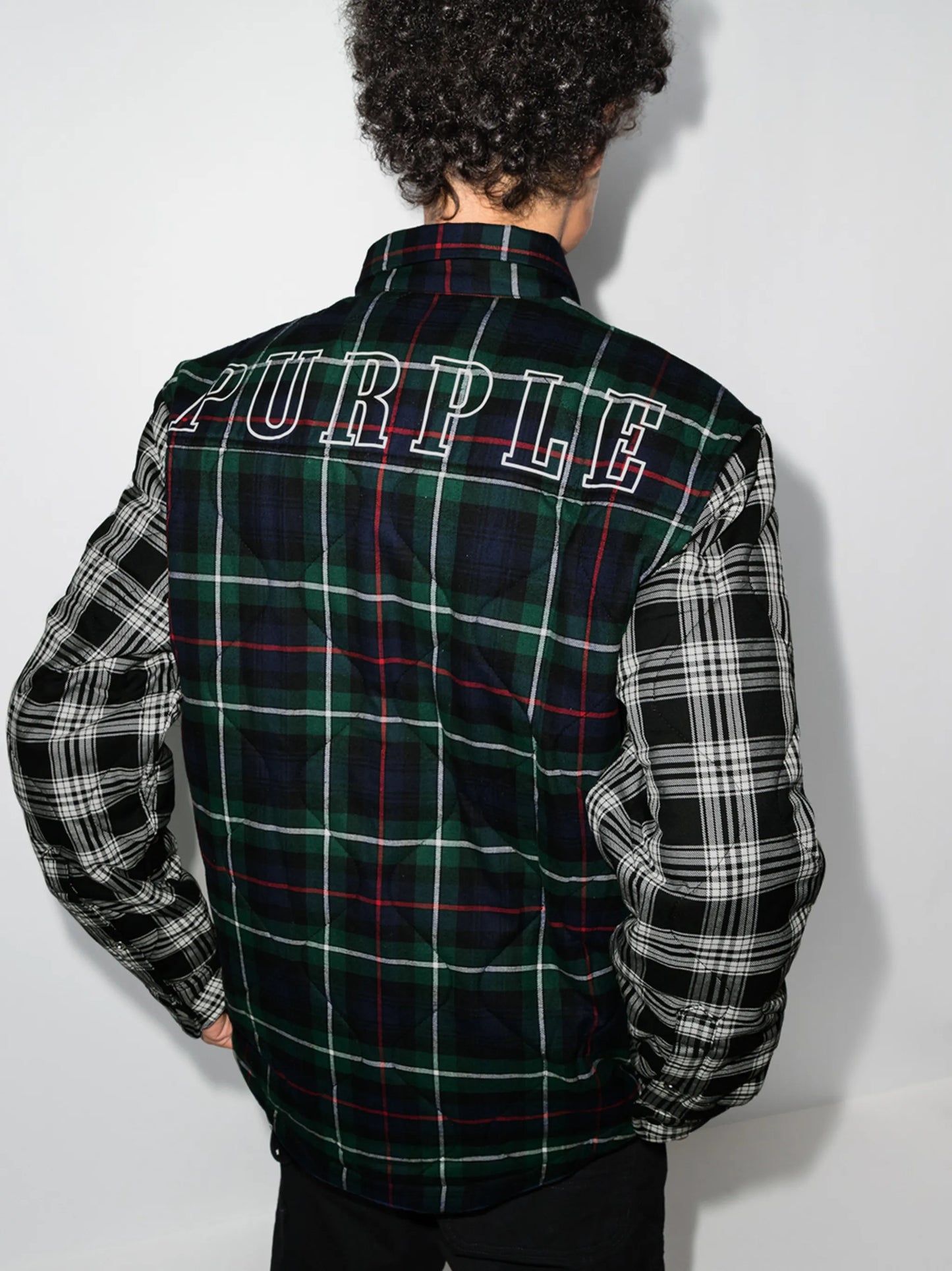 plaid logo quilted shirt