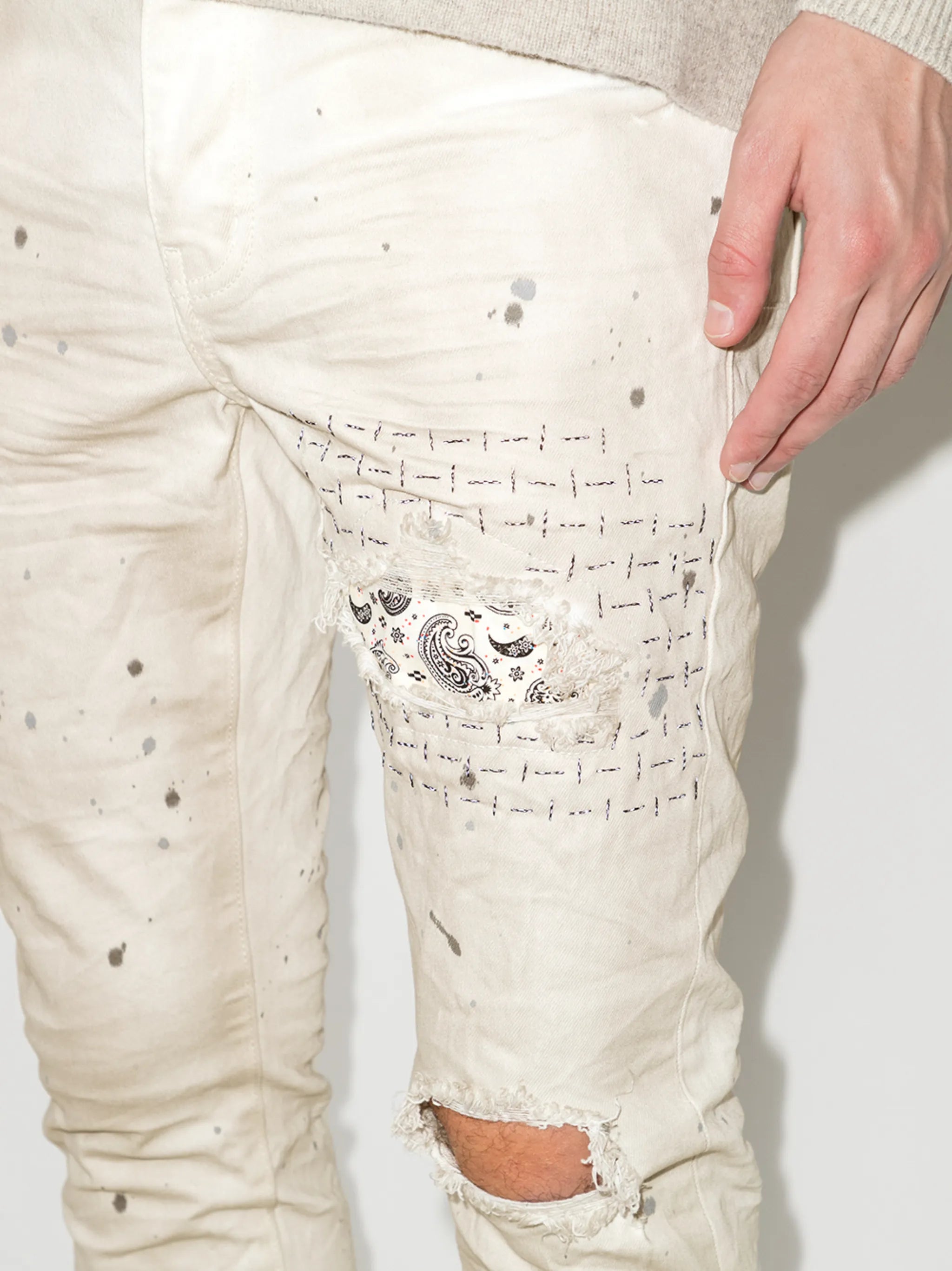 bandana patch skinny jeans