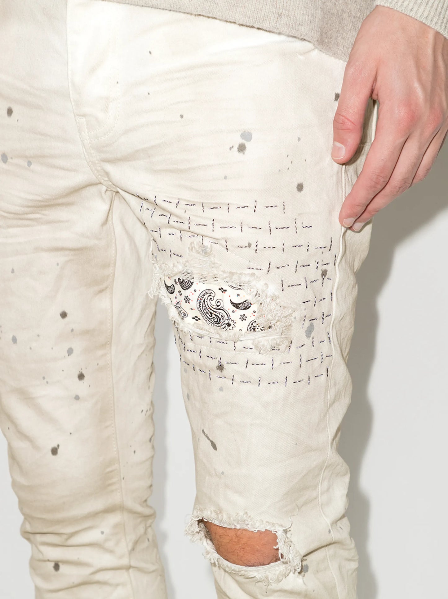 bandana patch skinny jeans