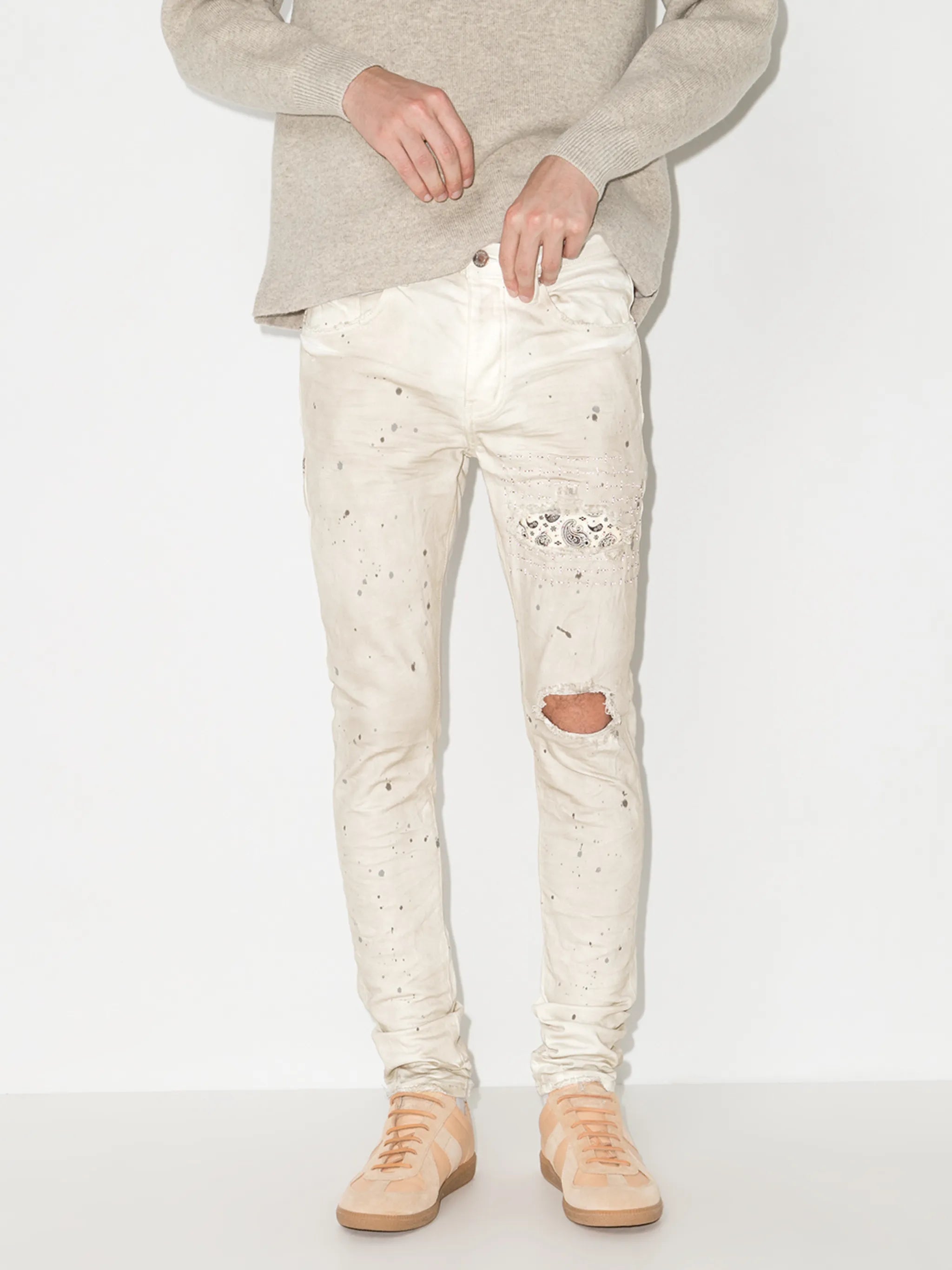 bandana patch skinny jeans