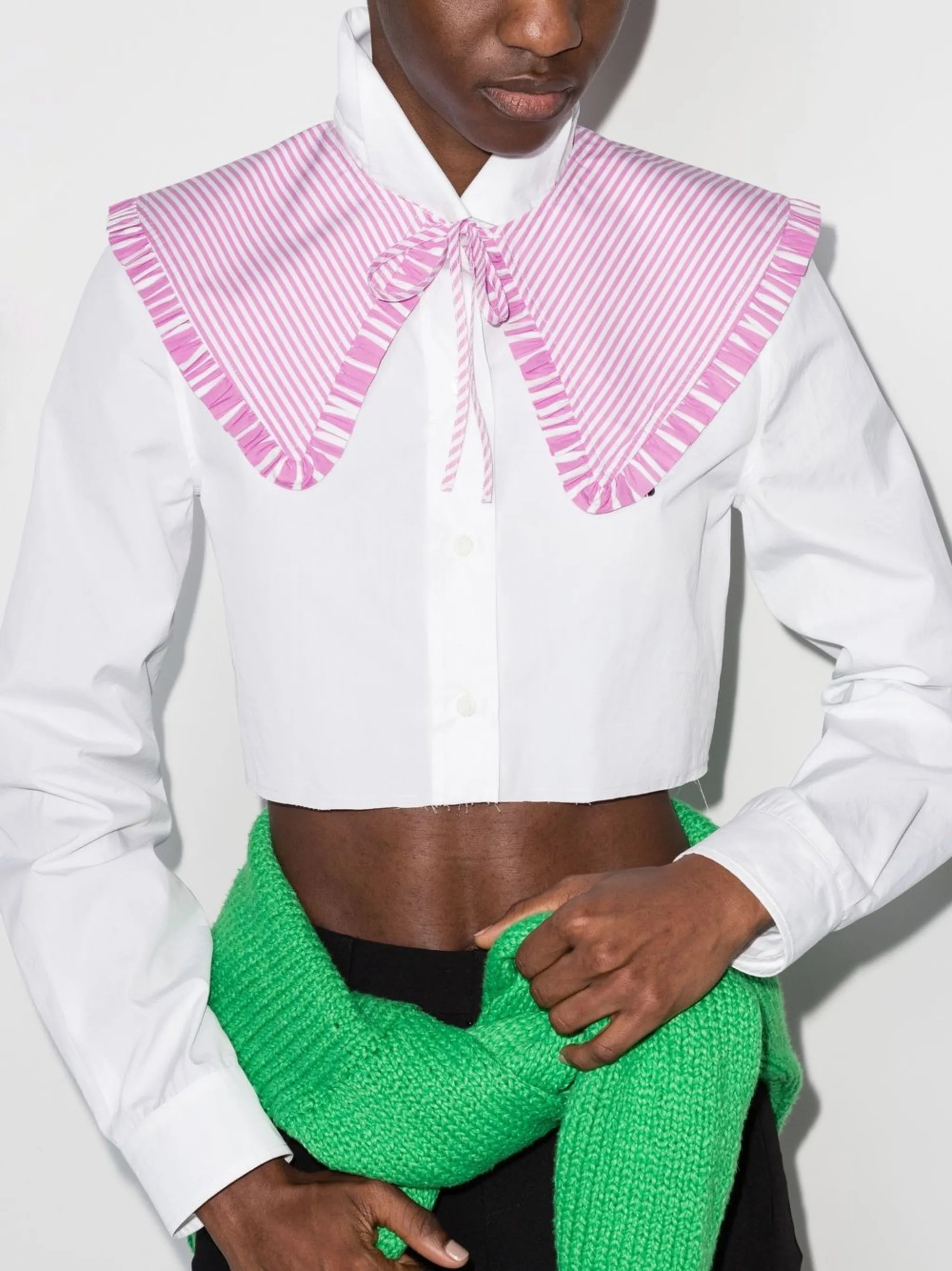 striped organic cotton poplin collar