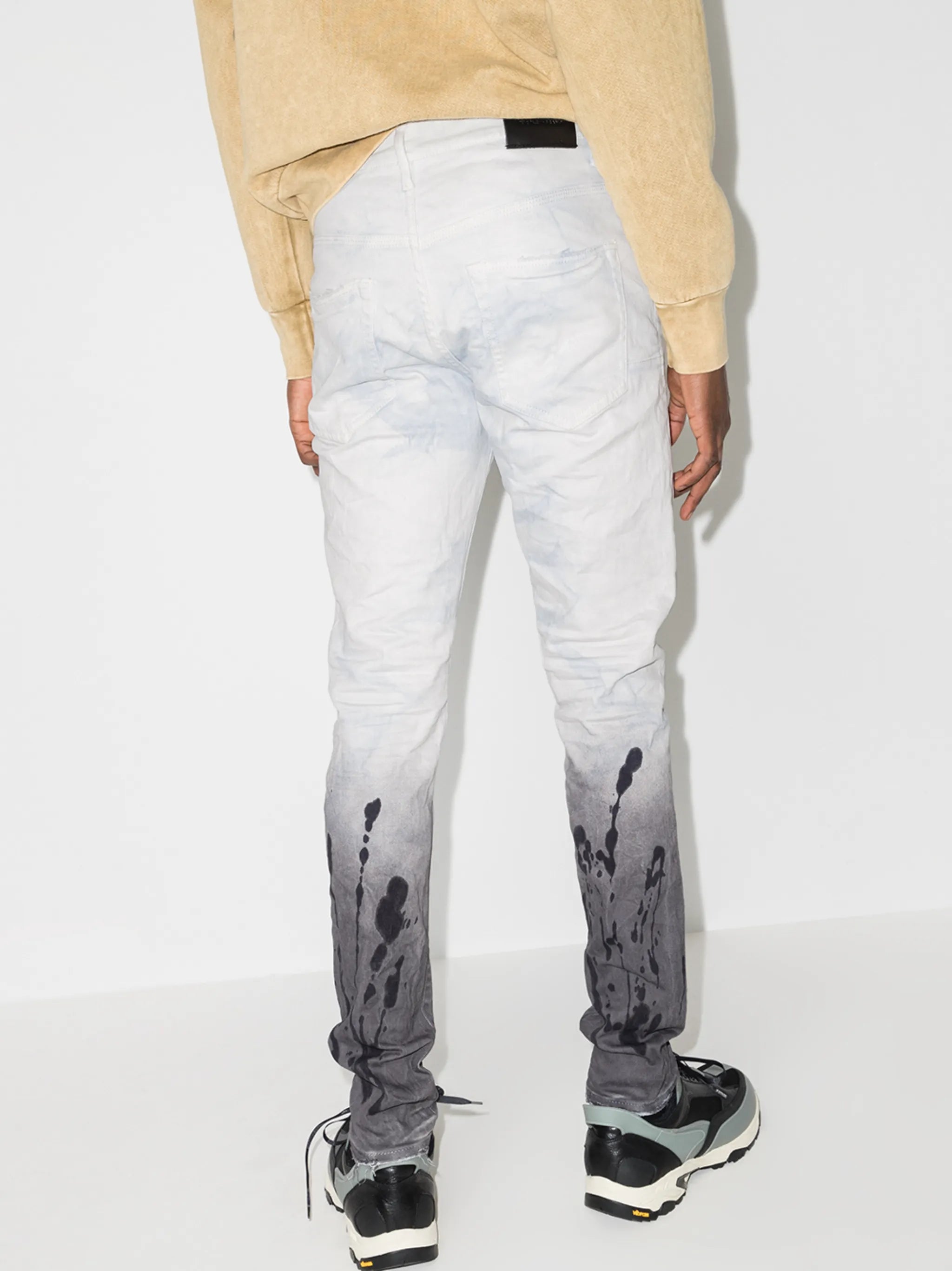 coated hem slim-fit jeans