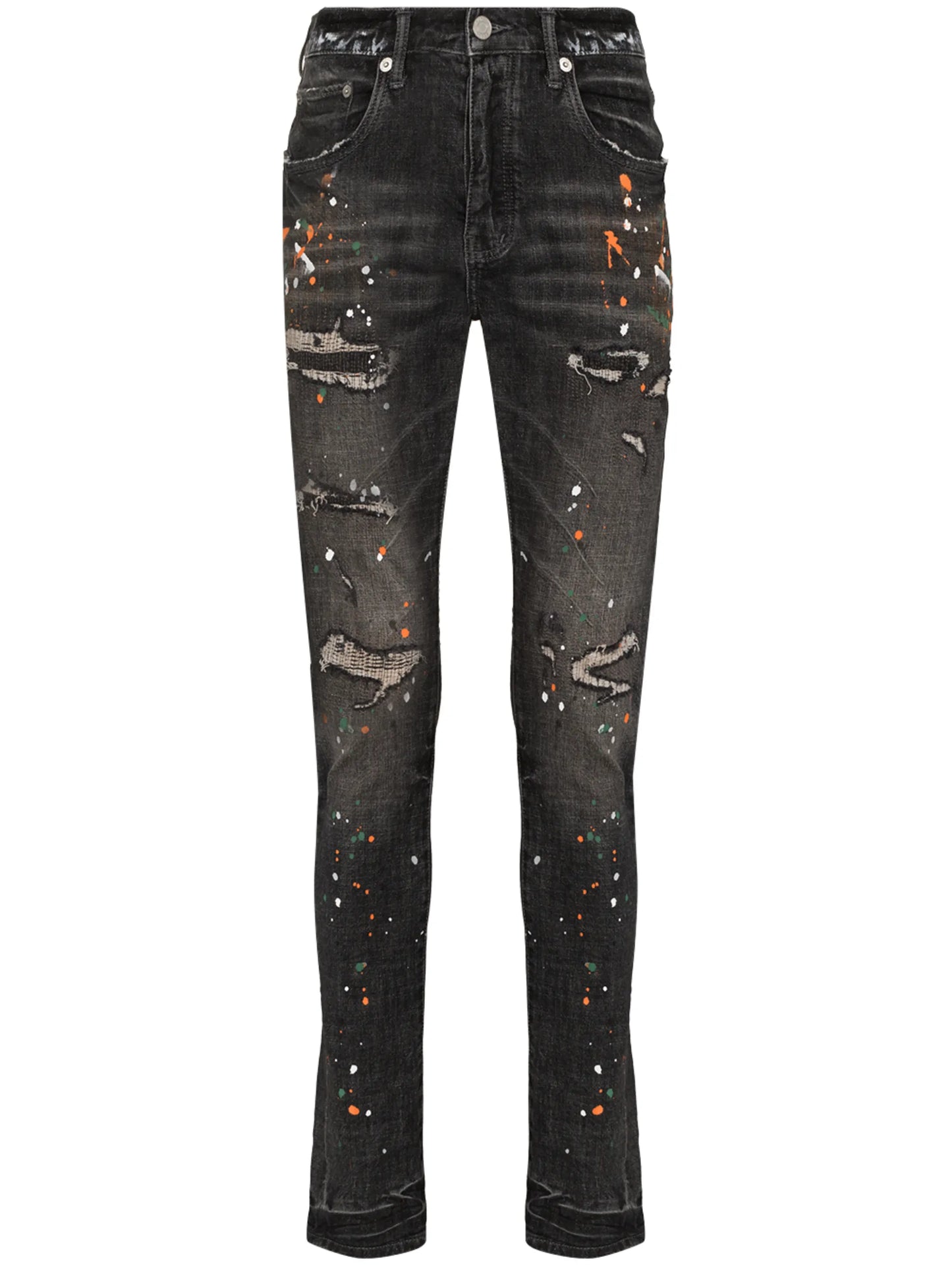 paint-splatter slim-fit jeans