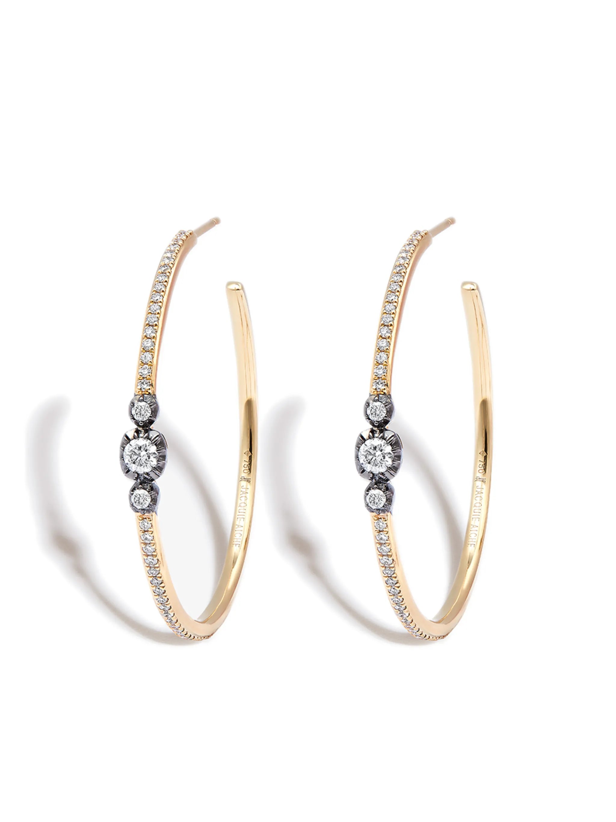 14kt yellow gold diamond hoop earrings