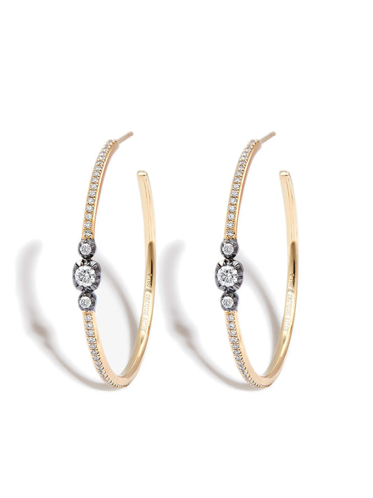 14kt yellow gold diamond hoop earrings