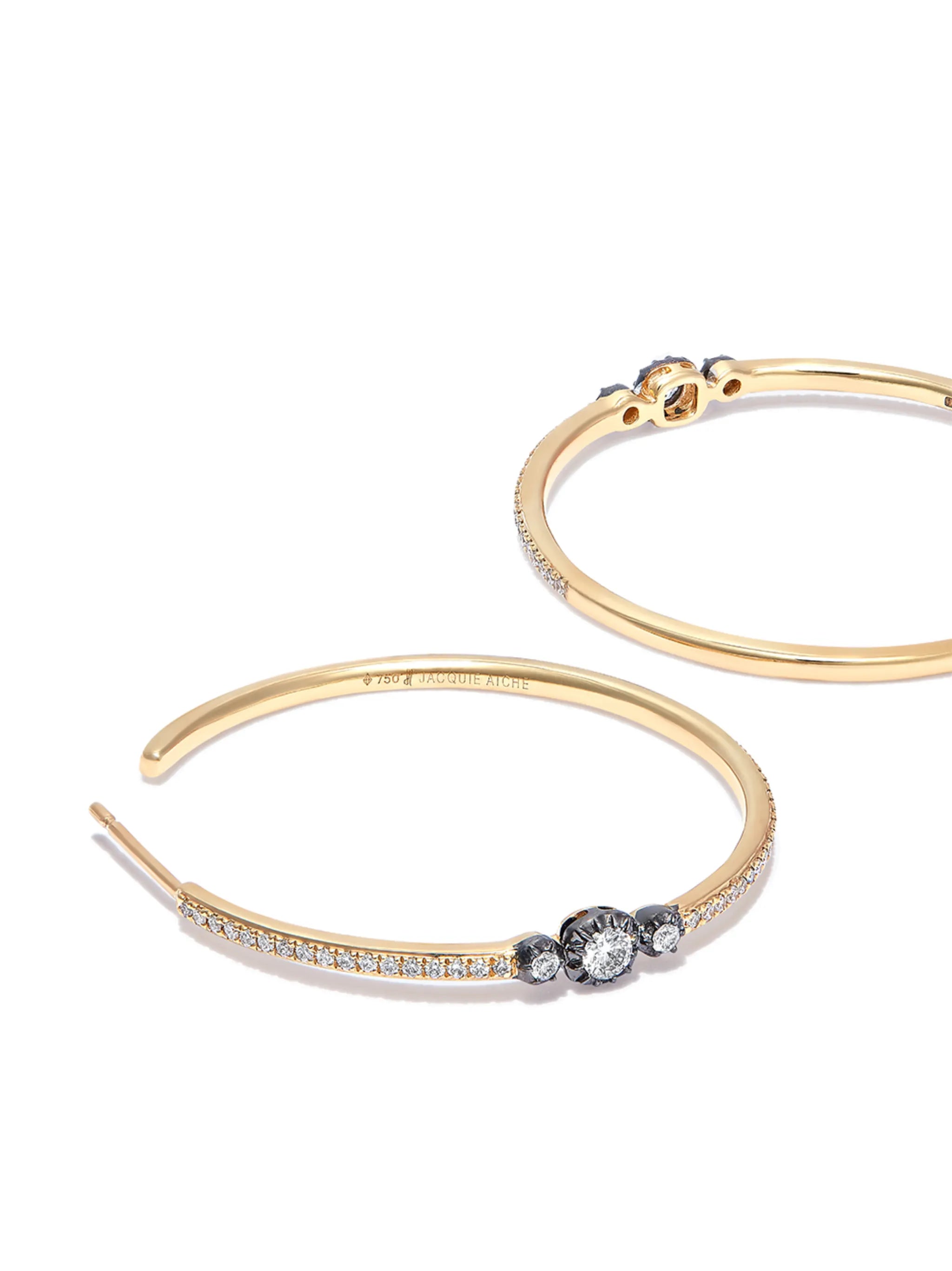 14kt yellow gold diamond hoop earrings